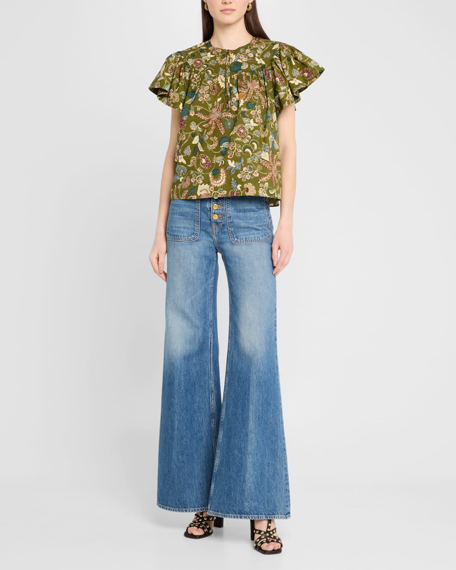 Perline Flutter-Sleeve Zip Blouse Product Image