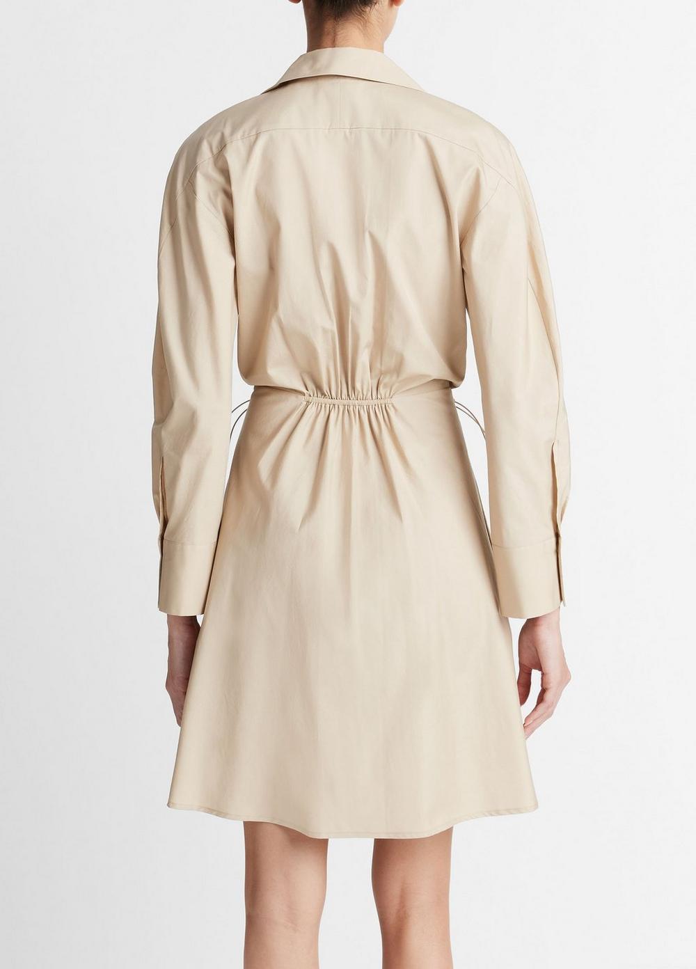 Womens Cotton Drawcord Ruched Shirt Dress, White Oak, Size L Vince Product Image
