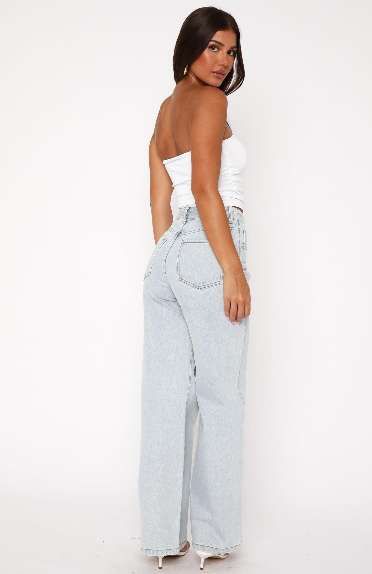 Lola High Rise Wide Leg Jeans Light Blue Product Image