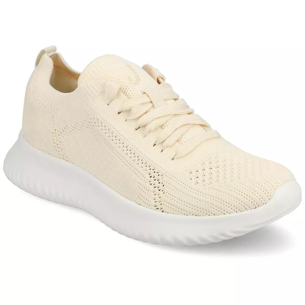 Journee Brena Womens Casual Lace-Up Sneakers Ivory Product Image