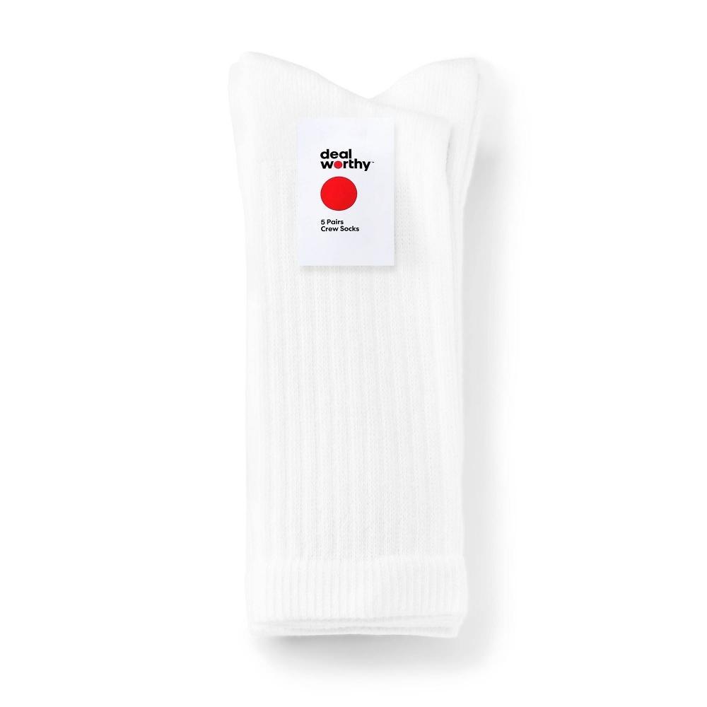 Men's Crew Socks 5pk - Dealworthy™ 6-12: Cushioned Sole, Midweight Knit, Product Image