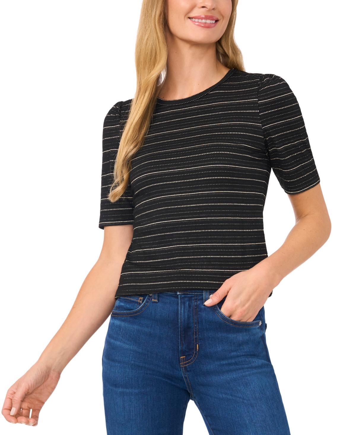 CeCe Womens Metallic Striped Top Product Image