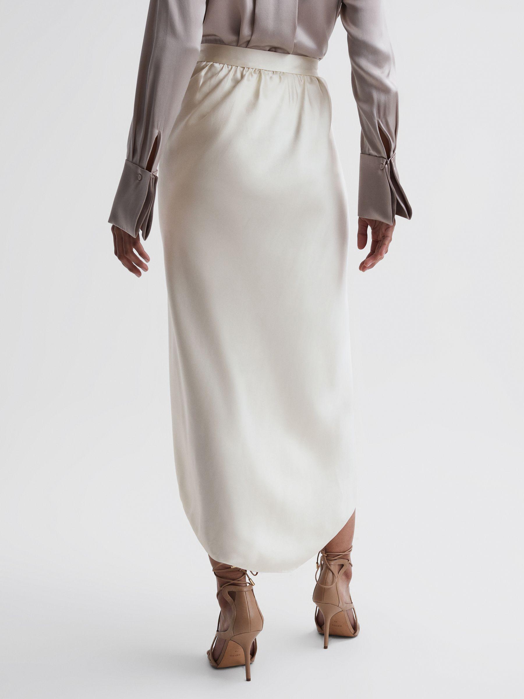 Silk High-Low Wrap Skirt in Ivory Product Image