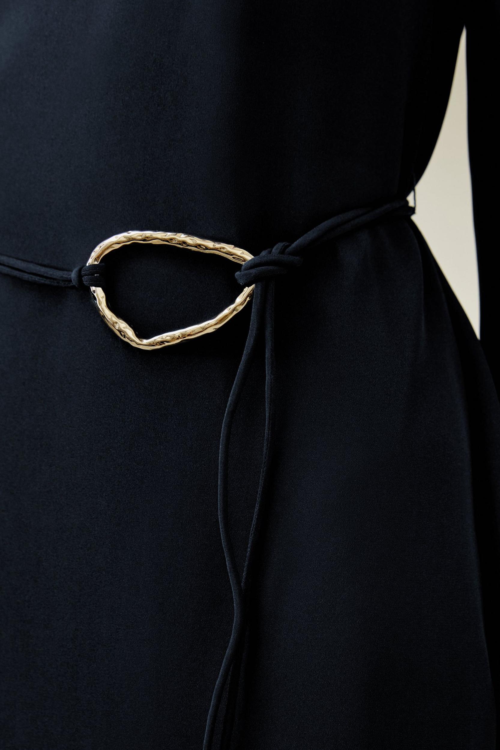 Boatneck Midi Dress with Belt Product Image