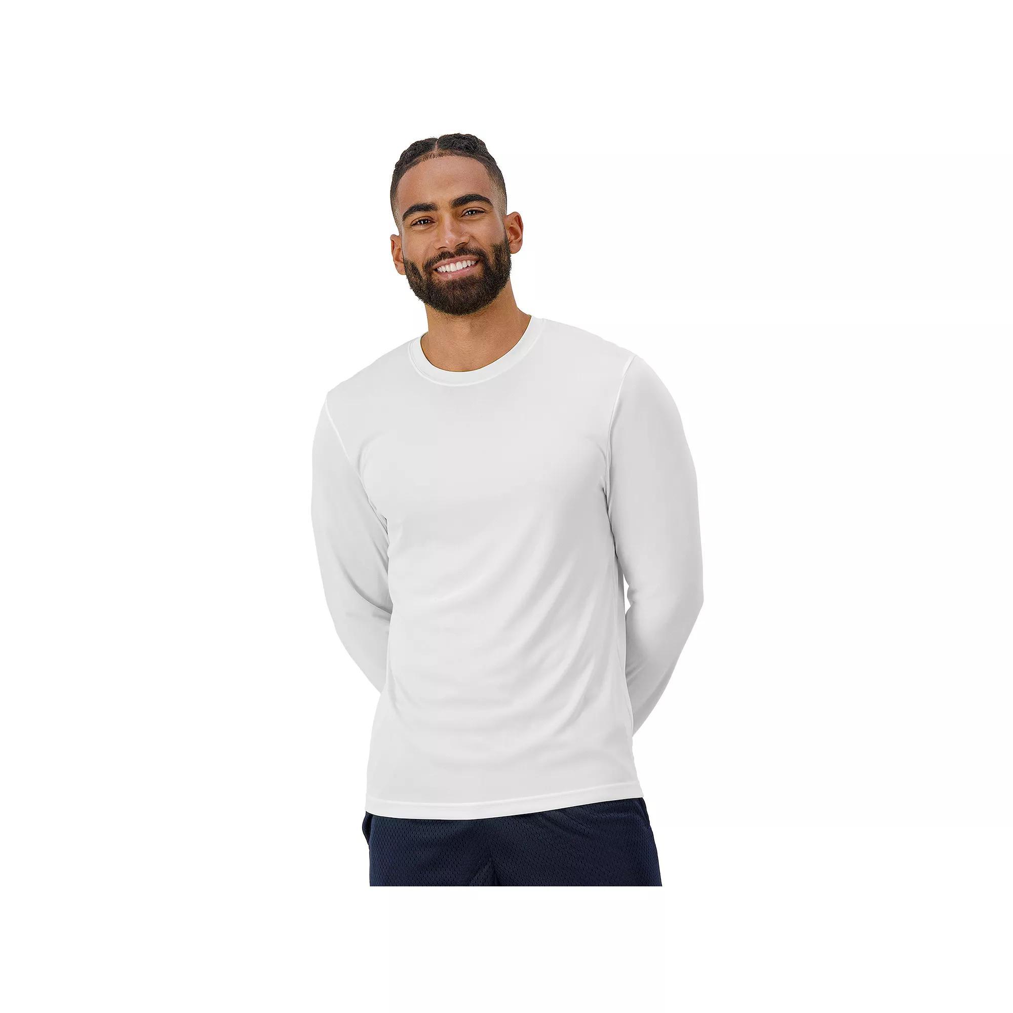Men's Hanes® CoolDRI Long Sleeve Performance Tee, Size: XL, Blue Product Image
