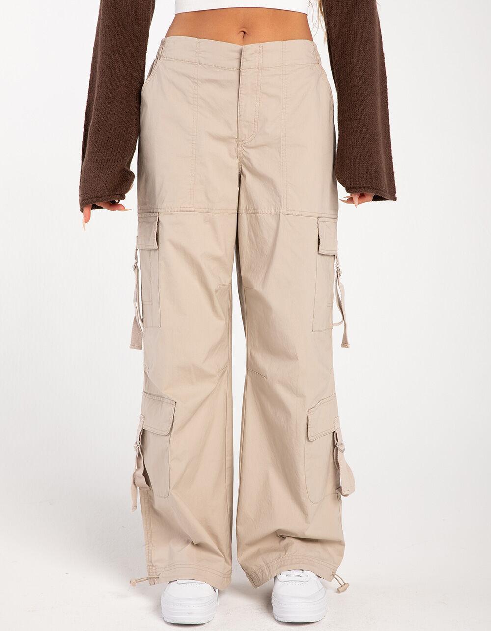 RSQ Womens Mid Rise Double Cargo Parachute Pants - BLACK Product Image