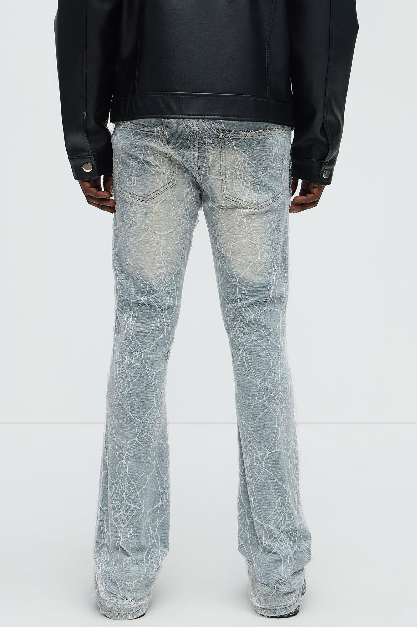 Stacked Skinny Flare Laced Jeans - Light Wash Product Image