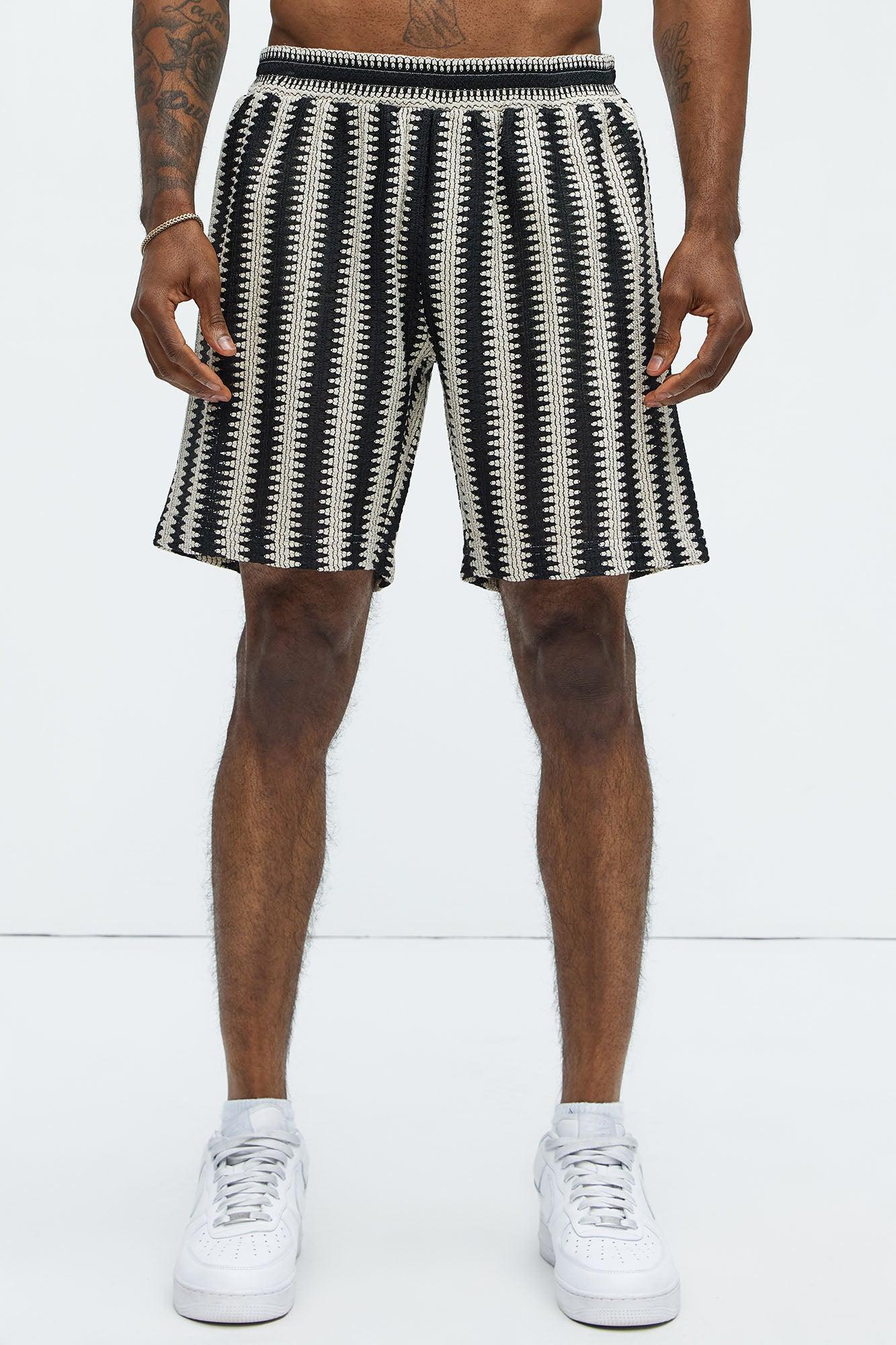 Summit Striped Relaxed Shorts - Black/combo Product Image