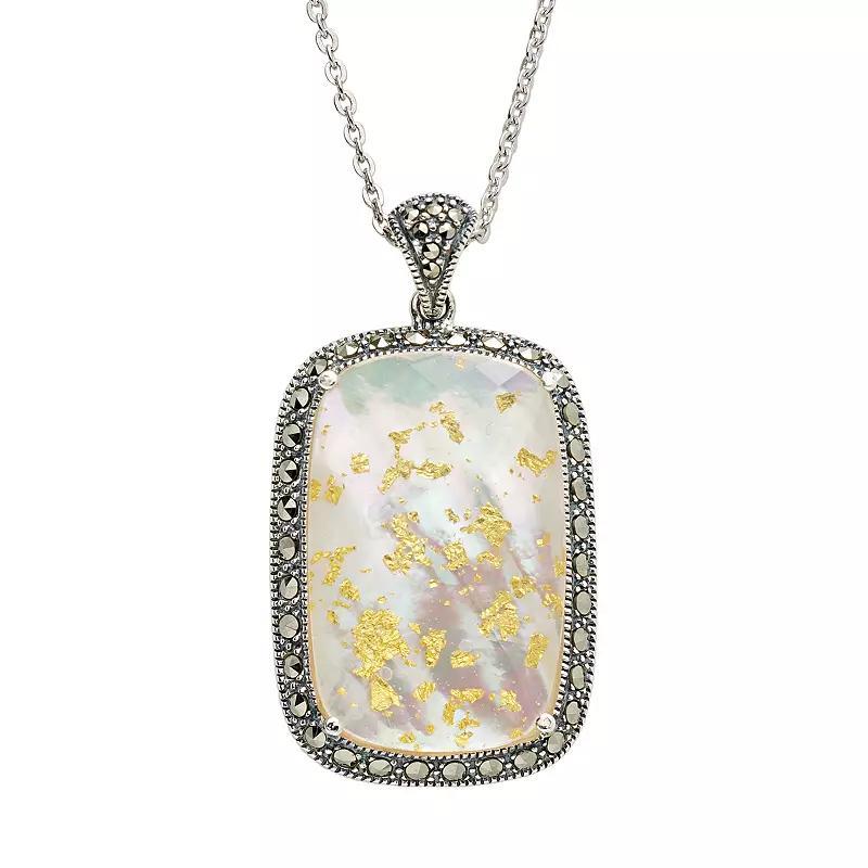 Sterling Silver Crystal & Mother-of-Pearl Doublet Frame Pendant, Women's, Gold Product Image