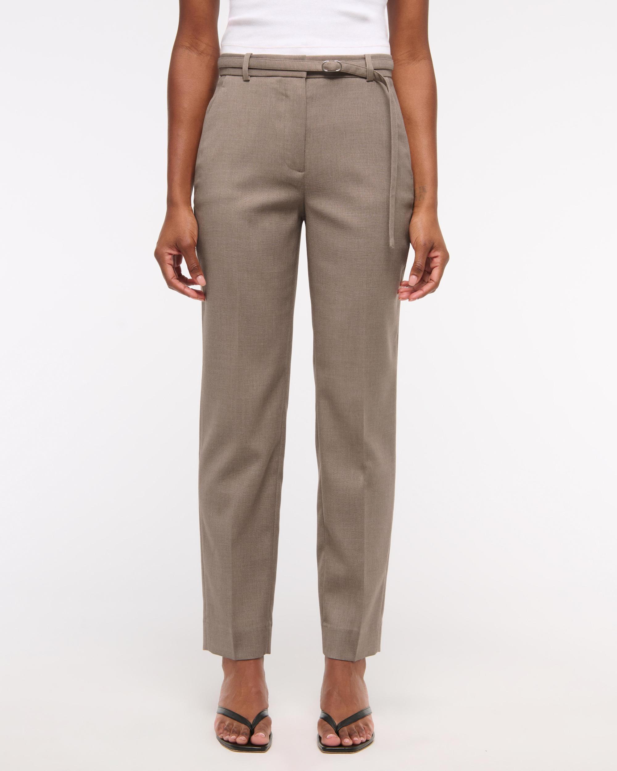High Rise Belted Ankle Straight Pant Product Image