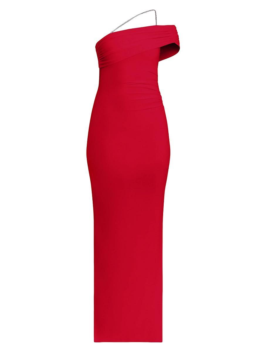 Womens One-Shoulder Crystal-Trim Gown Product Image