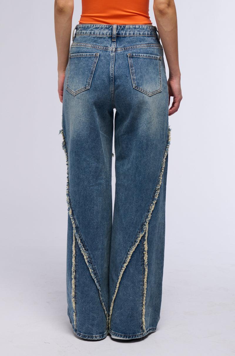 JUST A FEELING DISTRESSED DENIM PANT Product Image