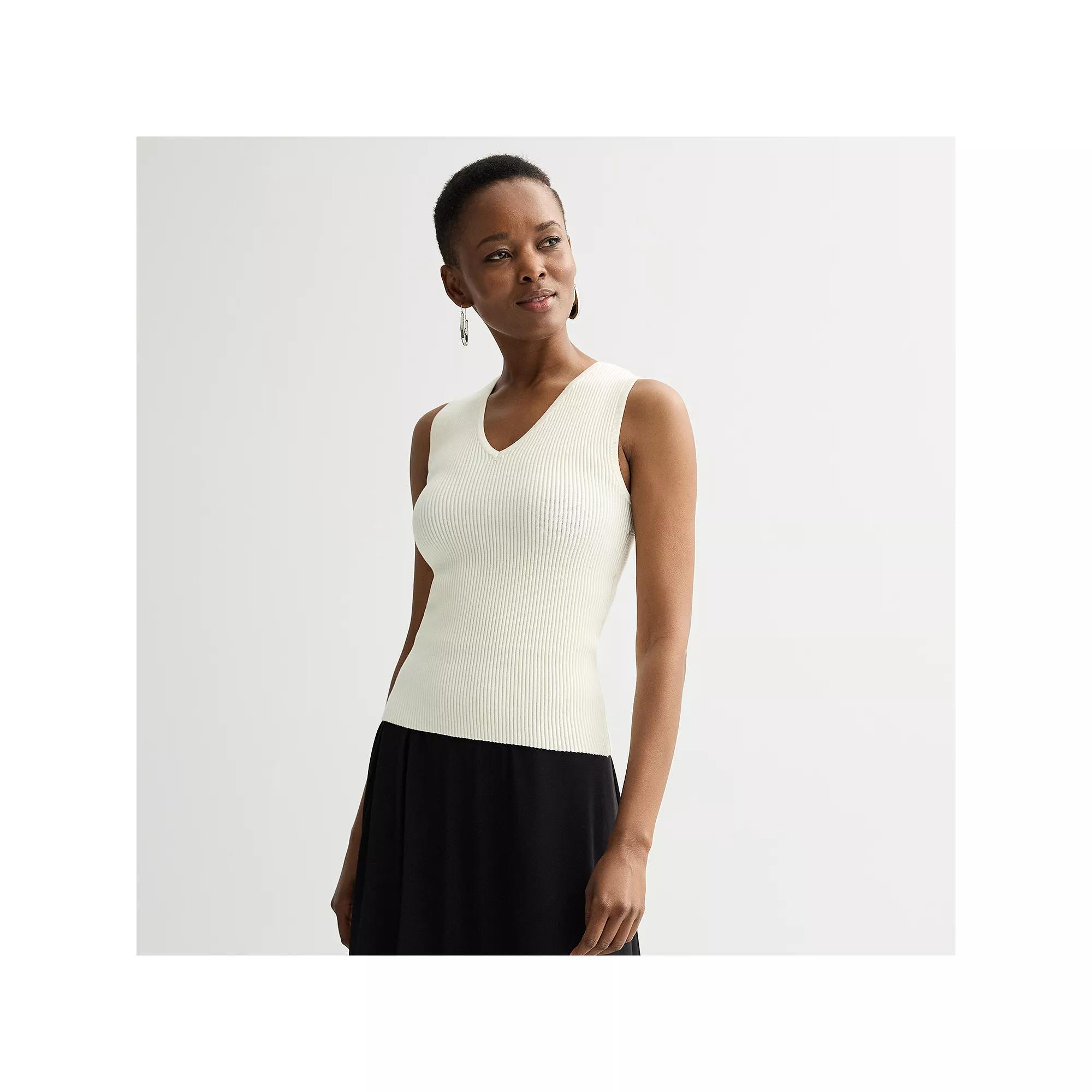 Women's Nine West Fitted Sweater Sculpt V-Neck Tank Top, Size: XS, Daisy Dew Product Image