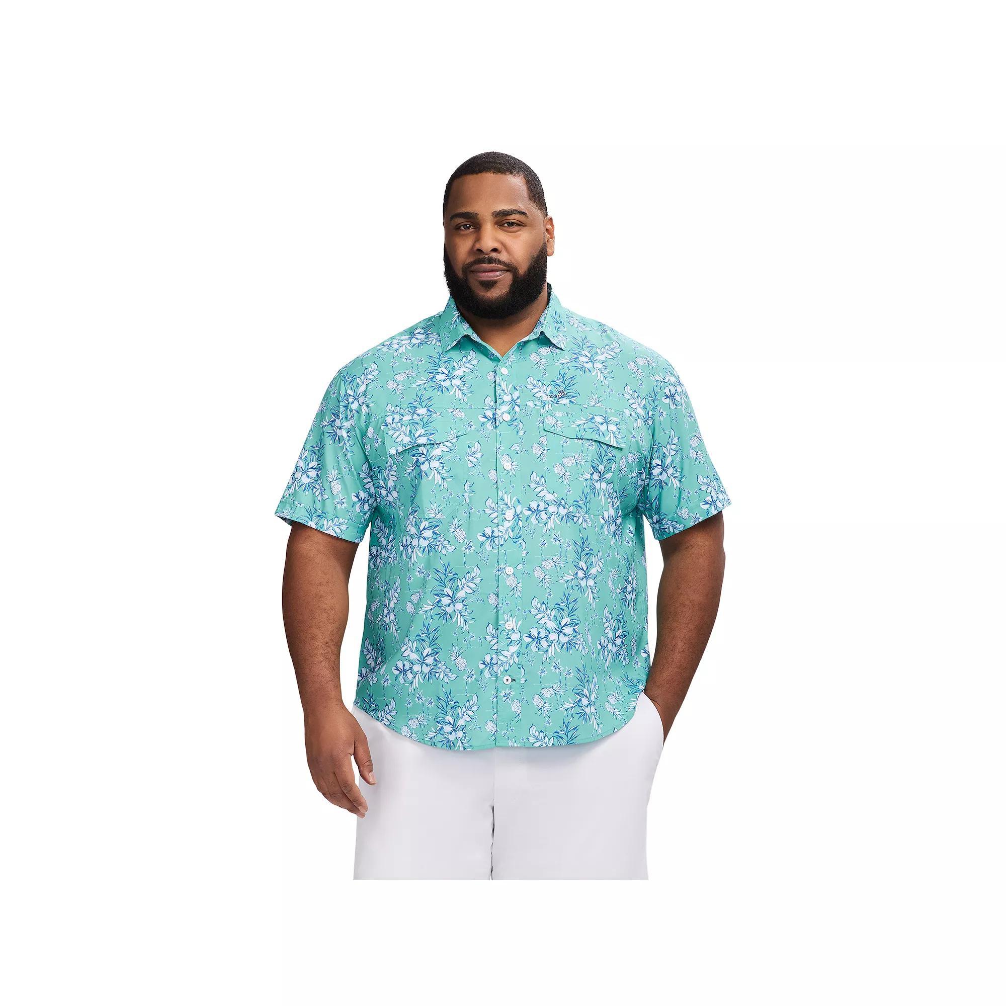 Big & Tall IZOD Sunshield Performance Woven Short Sleeve Button-Down Shirt, Men's, Size: XL Tall, Wasabi Product Image