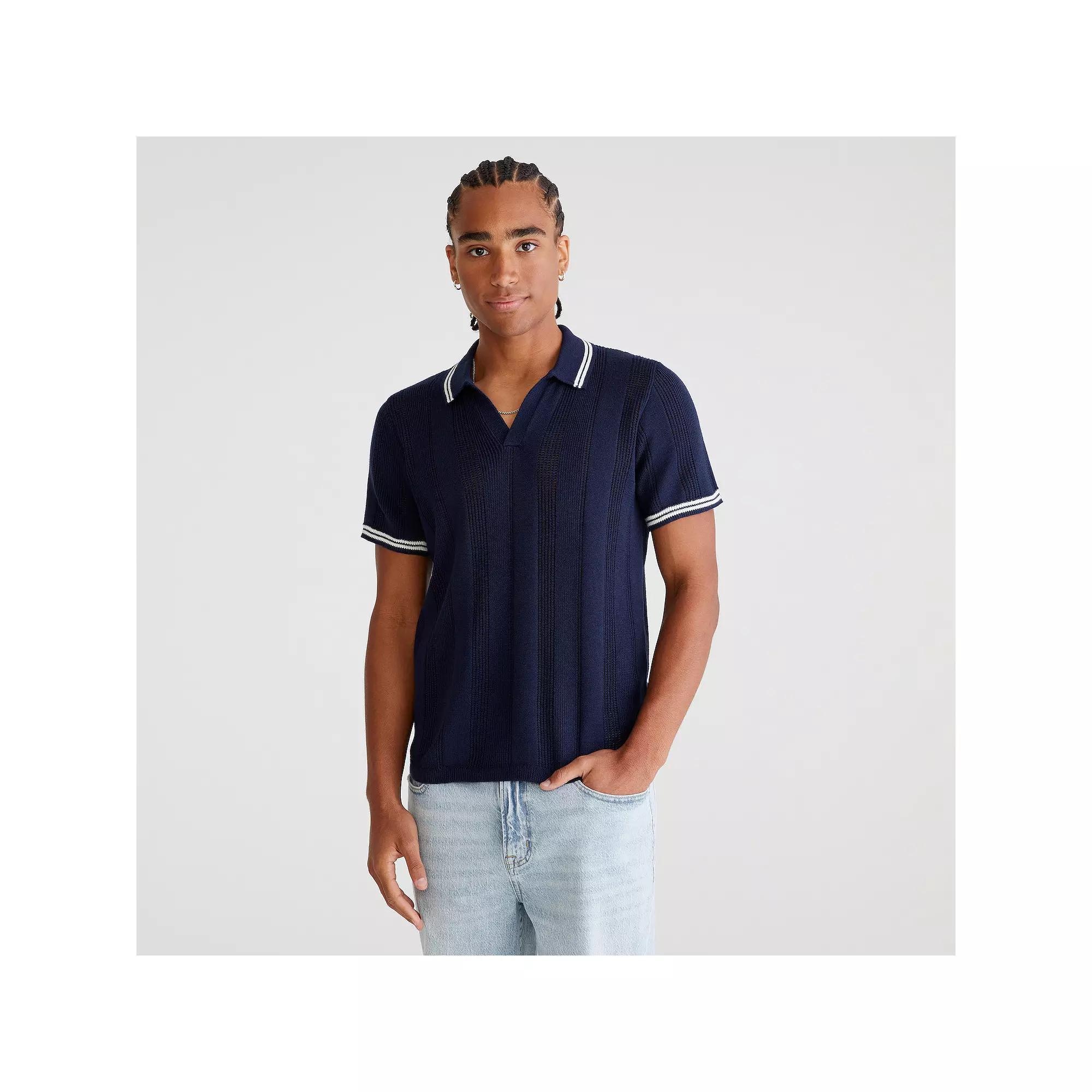 Men's Aeropostale Short Sleeve Sweater Polo, Size: XL, Cadet Blue Product Image