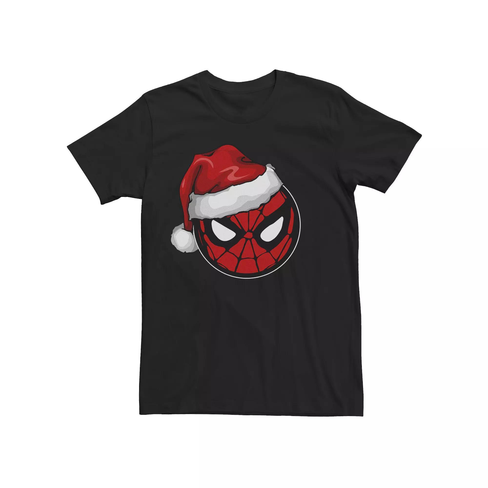 Mens Marvel Spider-Man Santa Hat Short Sleeve Tee Product Image