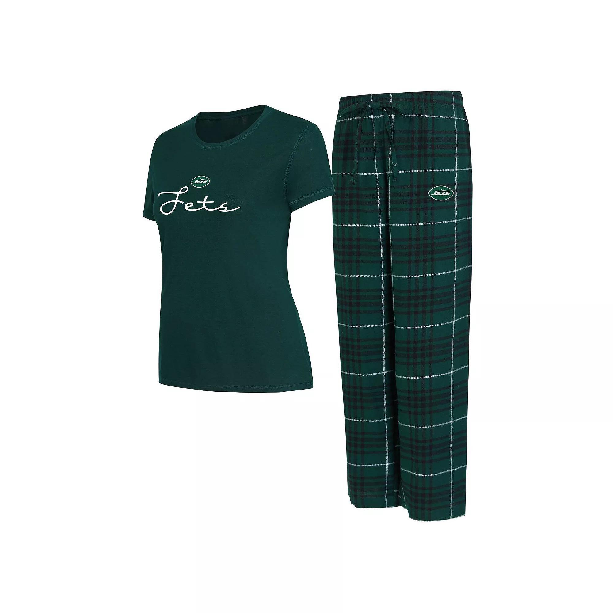Women's Concepts Sport New York Jets Vector T-Shirt & Flannel Pants Sleep Set, Size: XL, Green Product Image