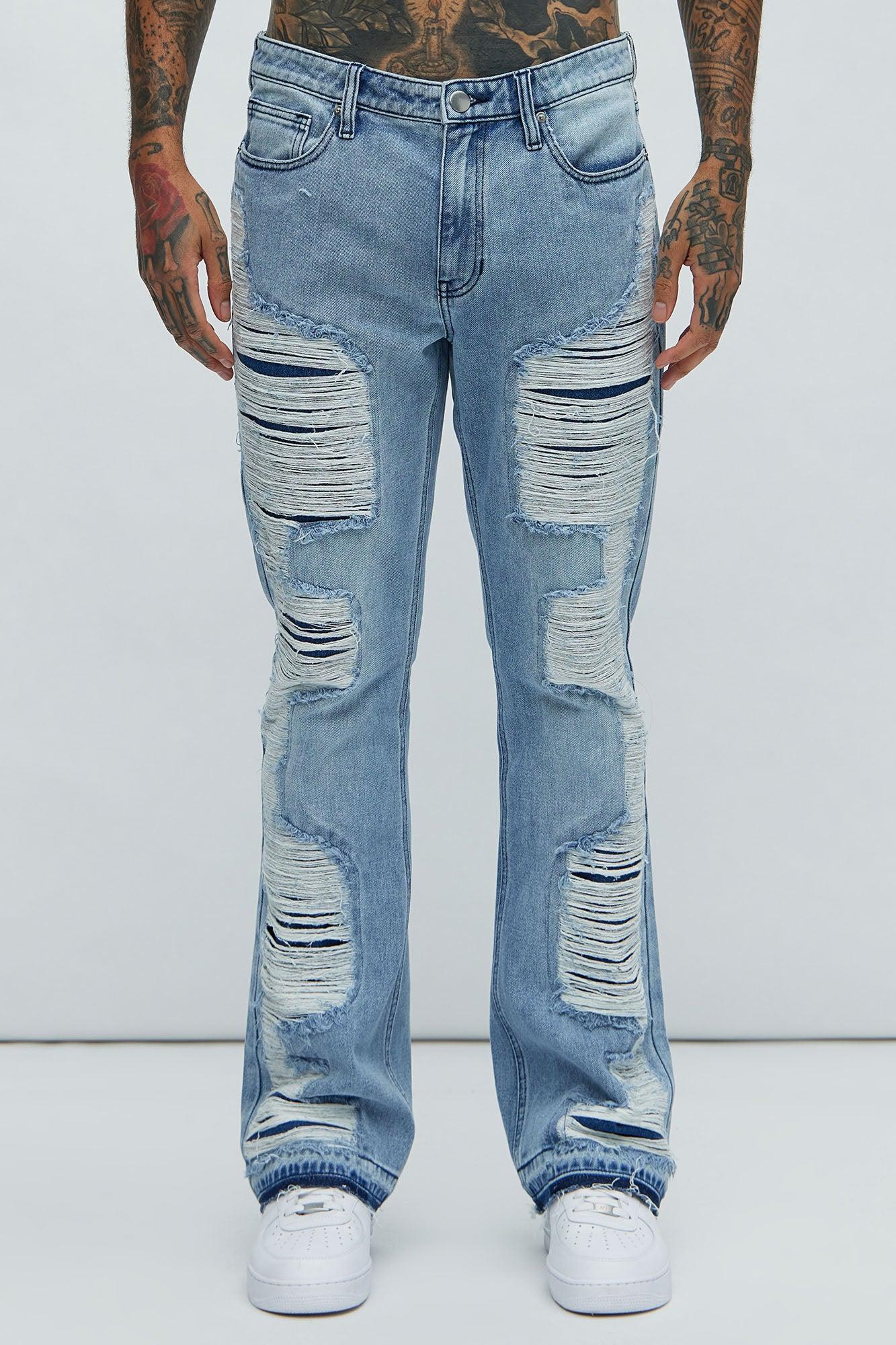 Trap Stacked Slim Flare Jeans - Light Blue Wash Product Image