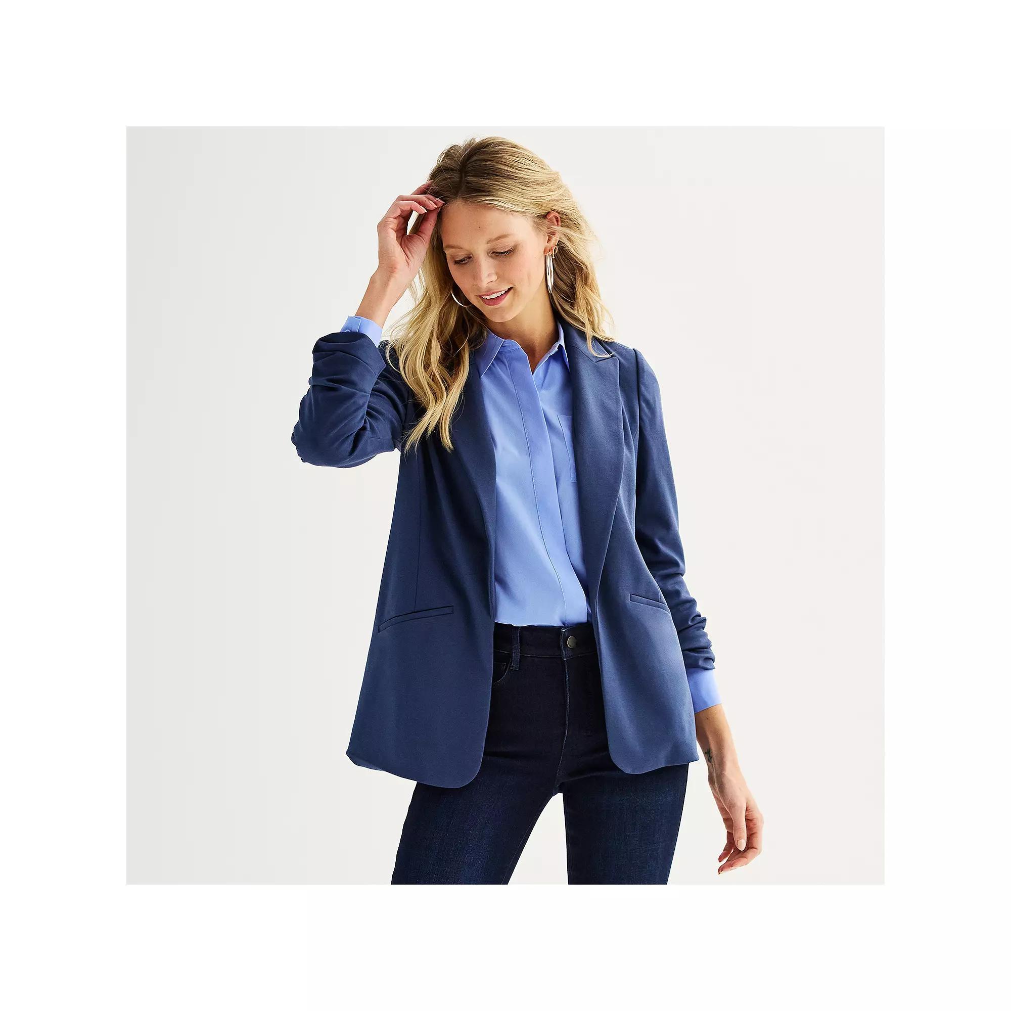 Petite Nine West Closureless Blazer, Women's, Size: Medium Petite, Maddie Purple Product Image