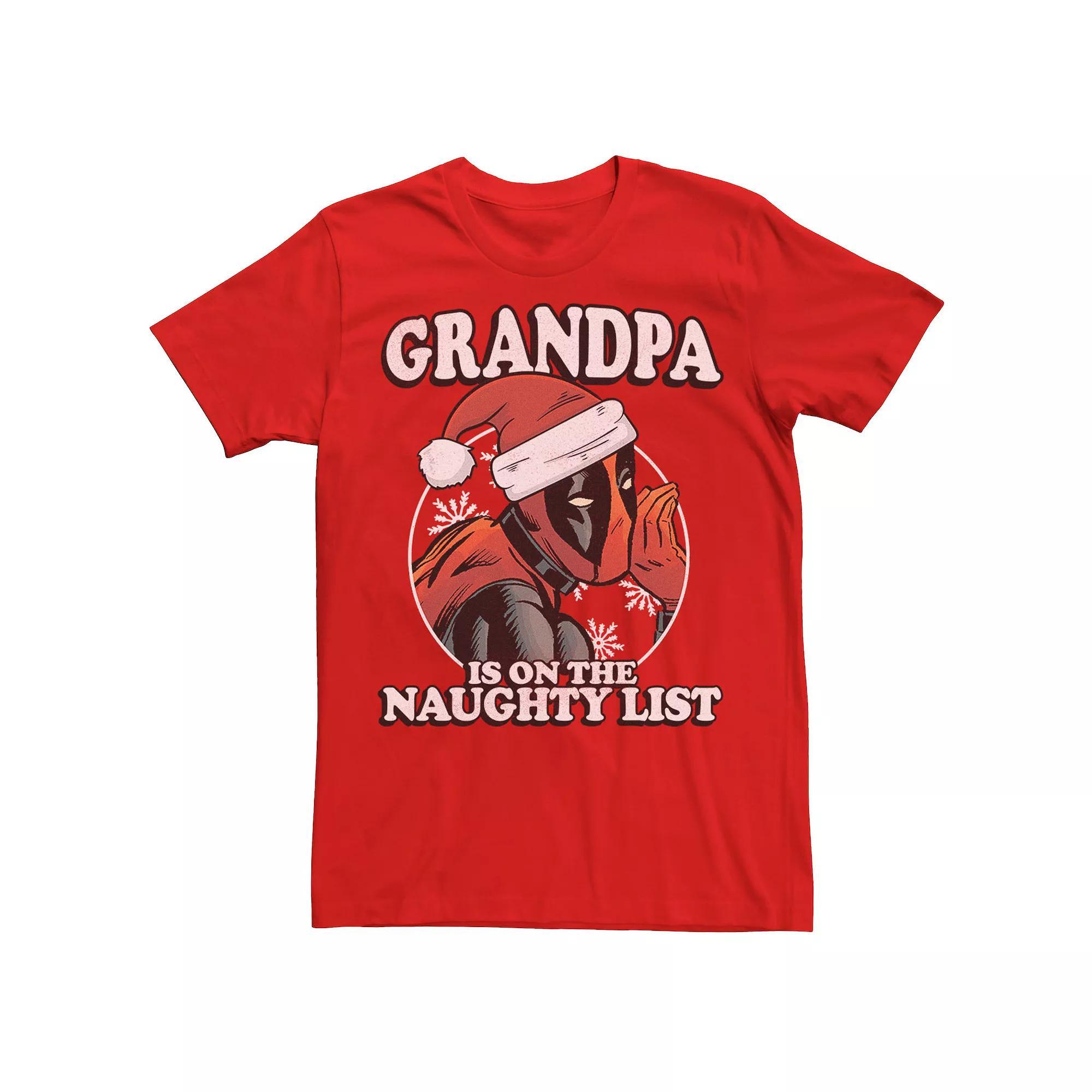 Men's Marvel Deadpool Grandpa On The Naughty List Graphic Tee, Size: Small, Red Product Image