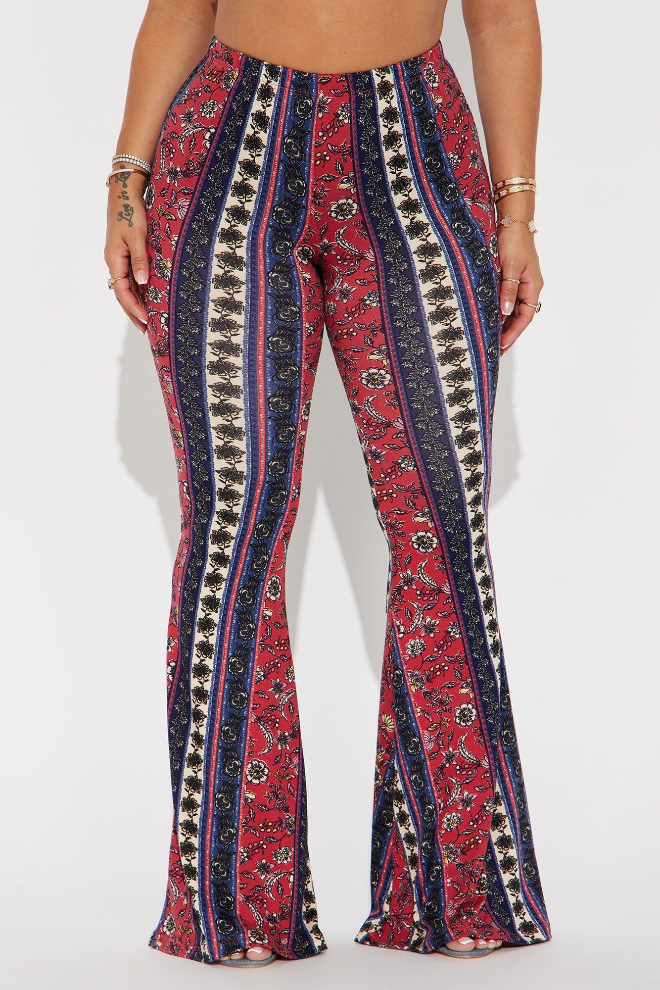 Here For It Flare Pant - Red/combo Product Image