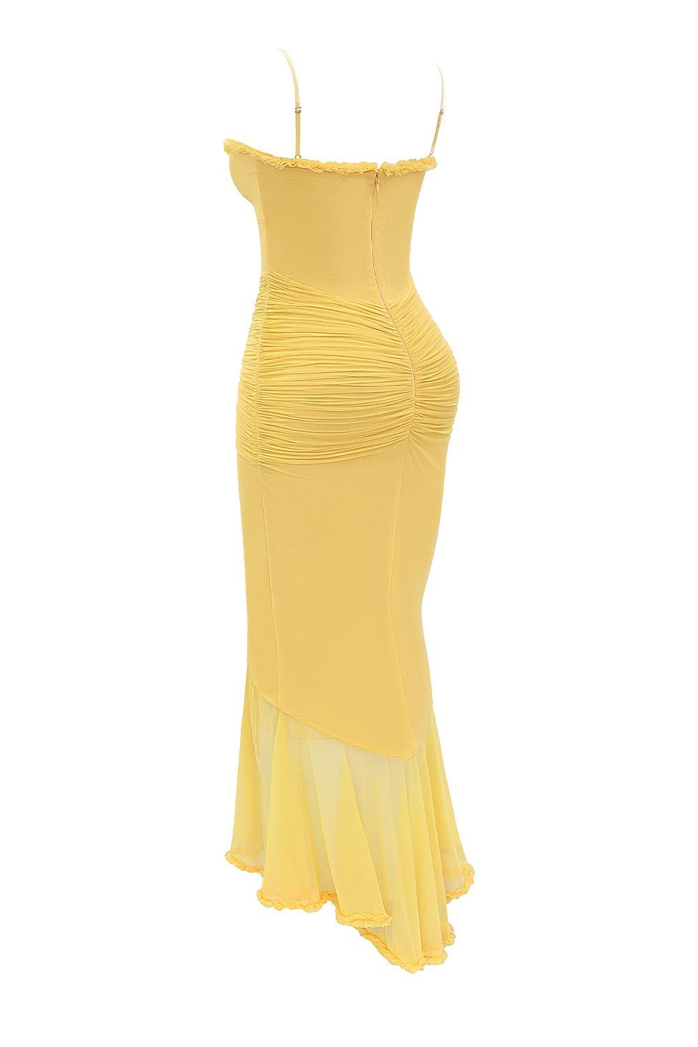Gabbi  apricot ruffled front gown Product Image
