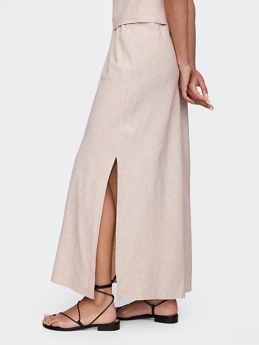 Linen-Blend Midi Skirt Product Image