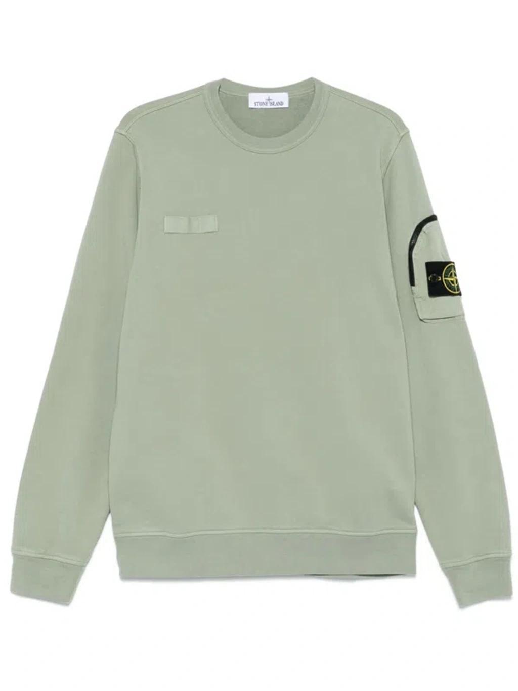 STONE ISLAND Detachable-badge Sweatshirt In Green Product Image