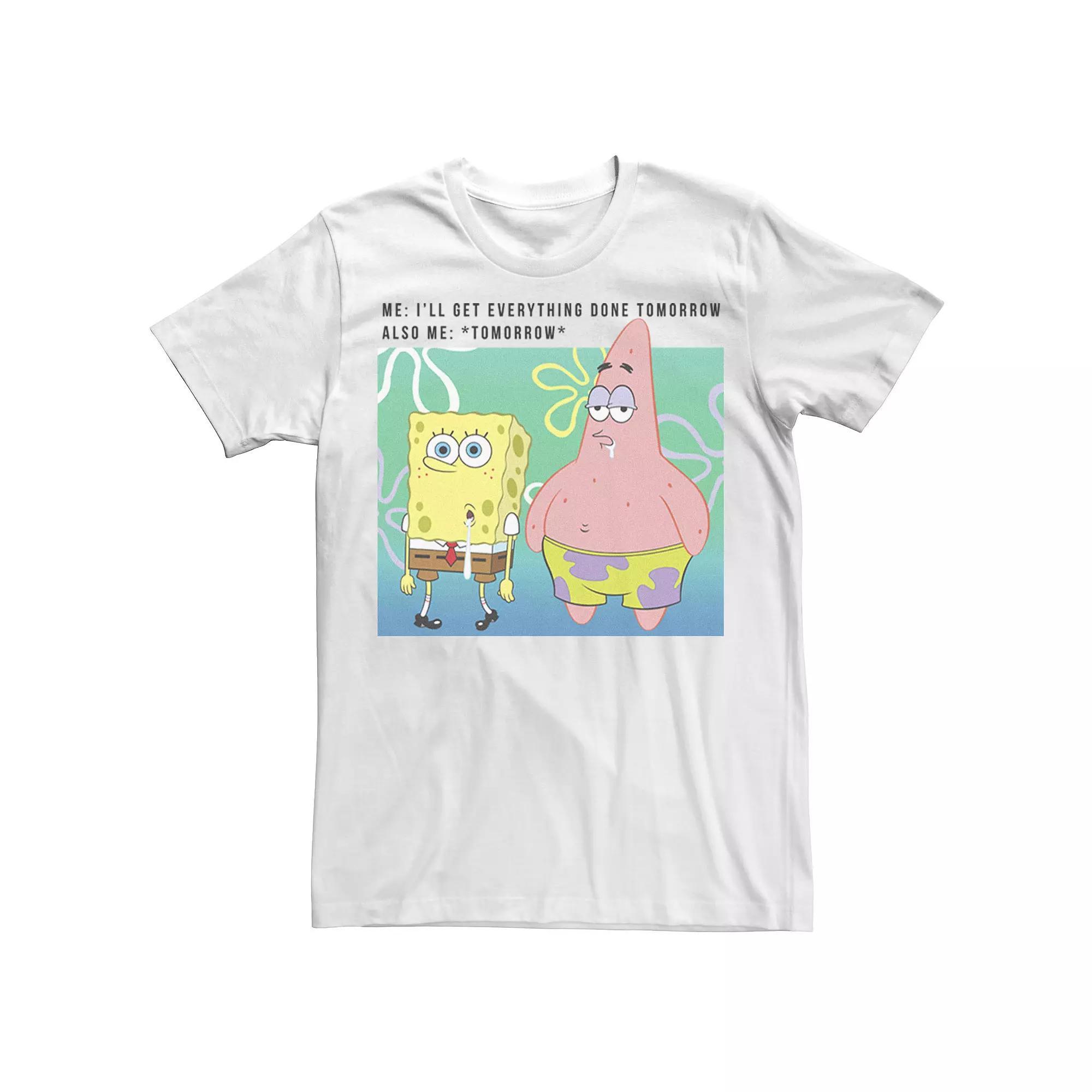 Big & Tall SpongeBob SquarePants I'll Get Everything Done Tomorrow Tee, Men's, Size: 4XLT, White Product Image