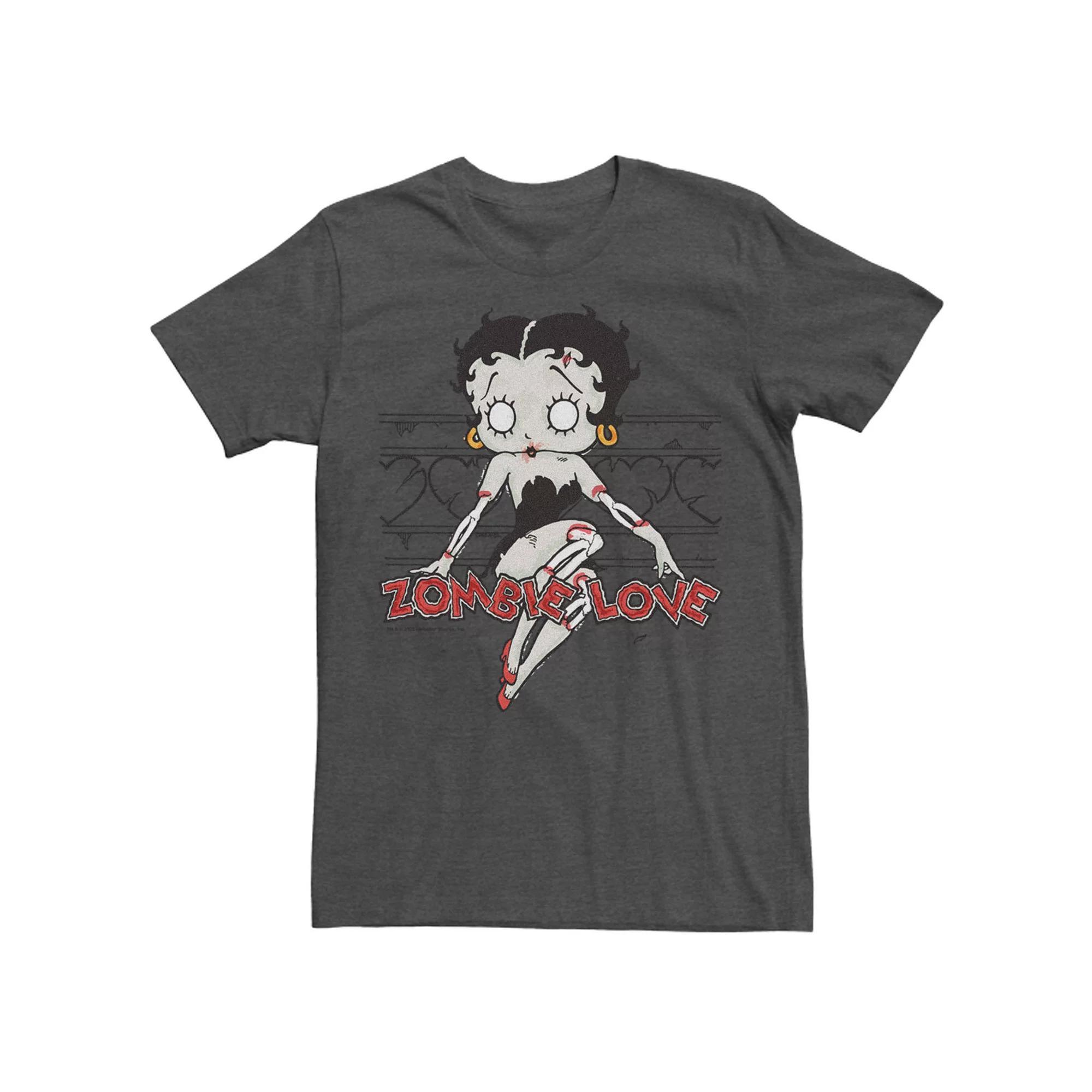 Big & Tall Betty Boop Zombie Love Heart Barb Wire Graphic Tee, Men's, Size: Large Tall, Grey Heather Product Image