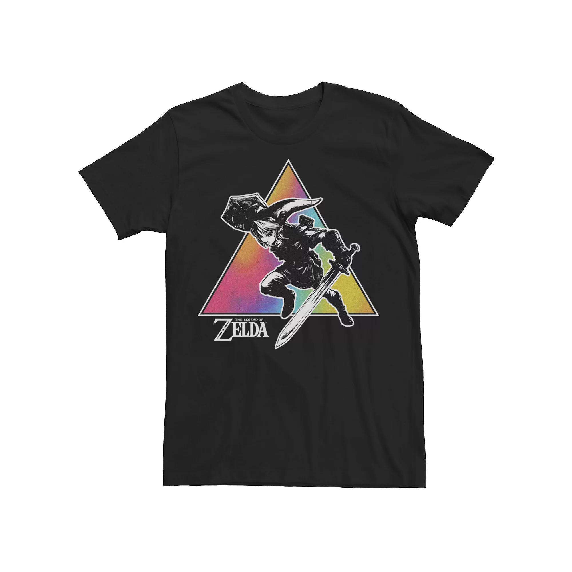 Men's Zelda Link Tie Dye Triangle Portrait Tee, Size: Medium, Black Product Image