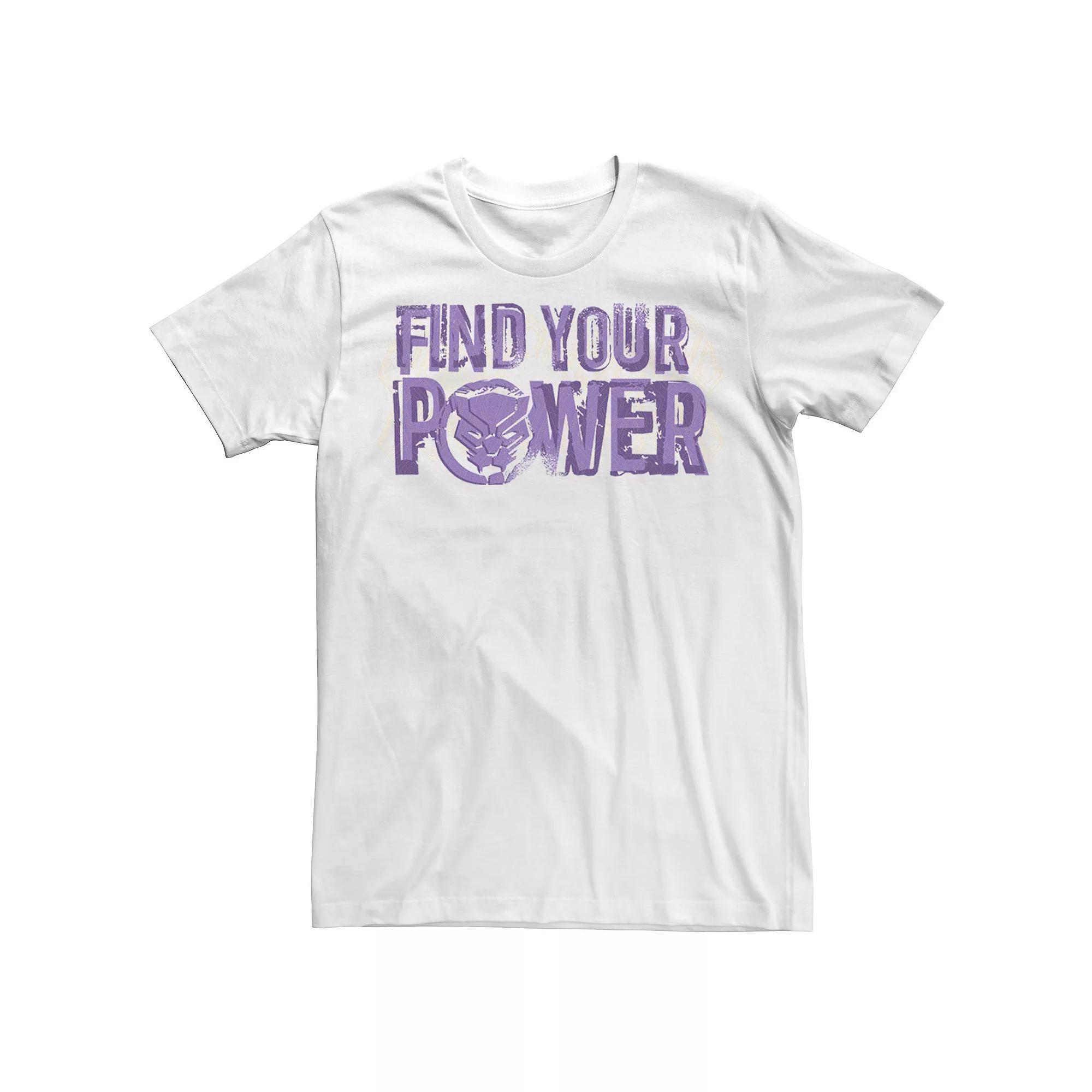 Men's Marvel Black Panther Find Your Power Purple Text Tee, Size: Large, White Product Image