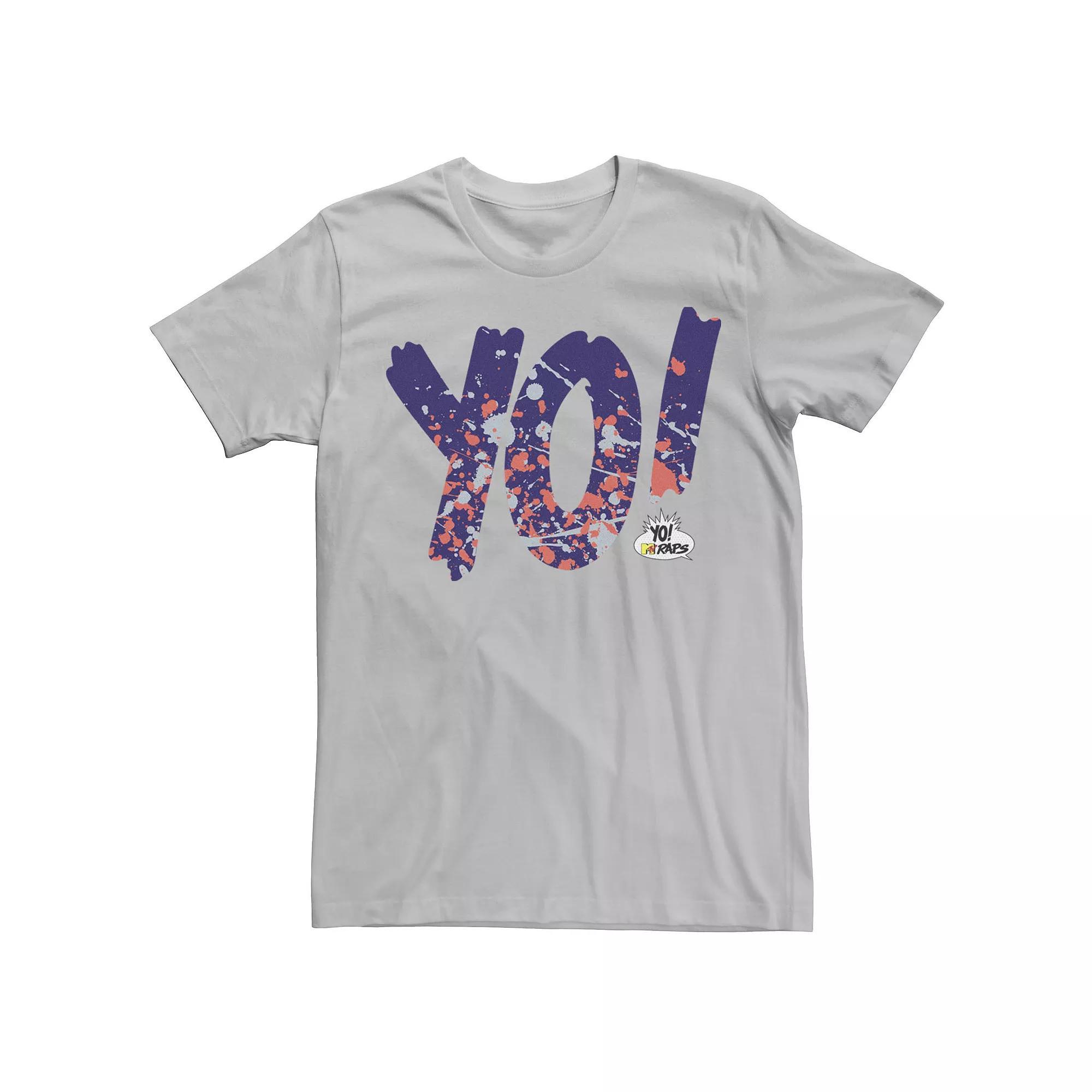 Men's Yo! MTV Raps Splattered Paint Short Sleeve Tee, Size: 3XL, Silver Product Image