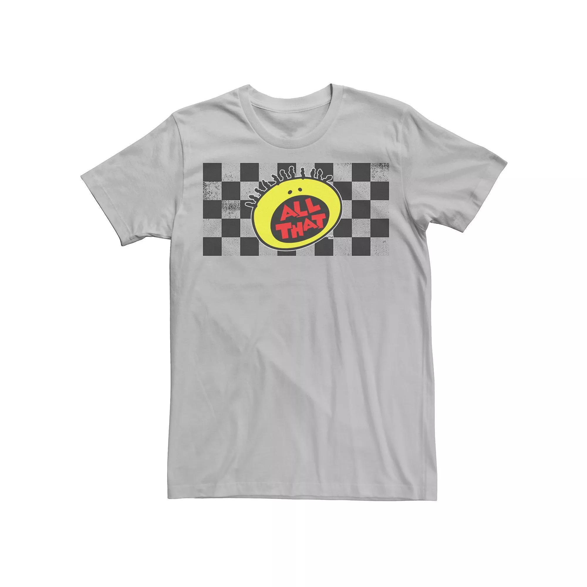 Men's Nickelodeon All That Classic Checkered Logo Tee, Size: Medium, Silver Product Image