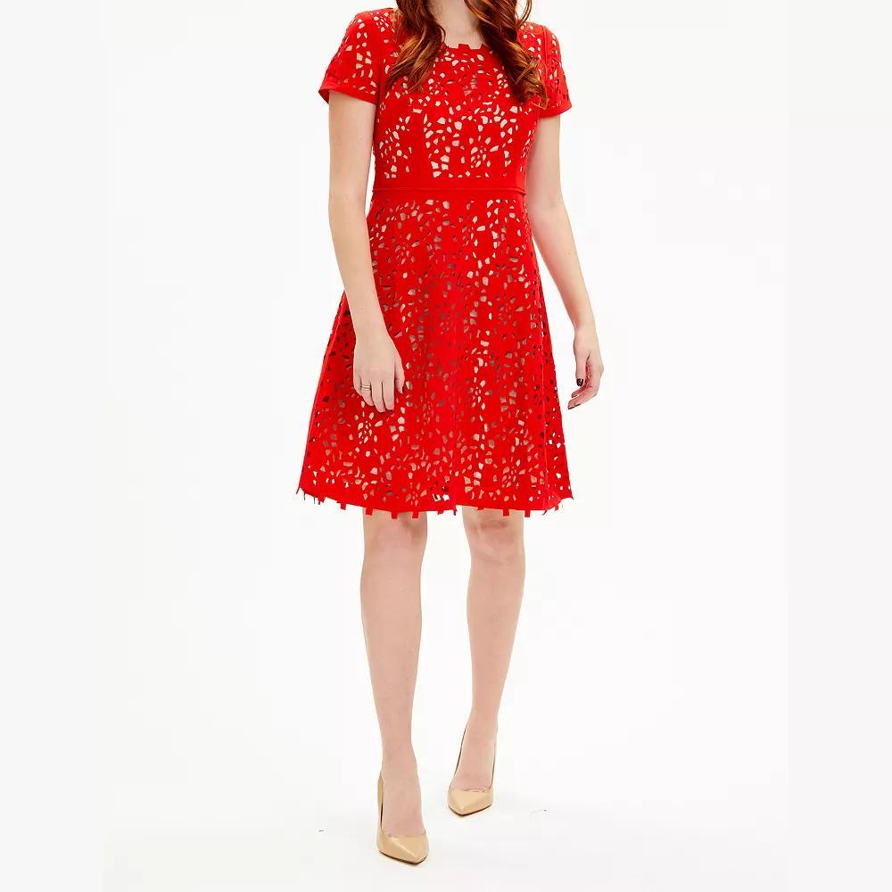 Women's Focus By Shani Cutout Fit & Flare Dress, Size: 2, Navy Beige Product Image
