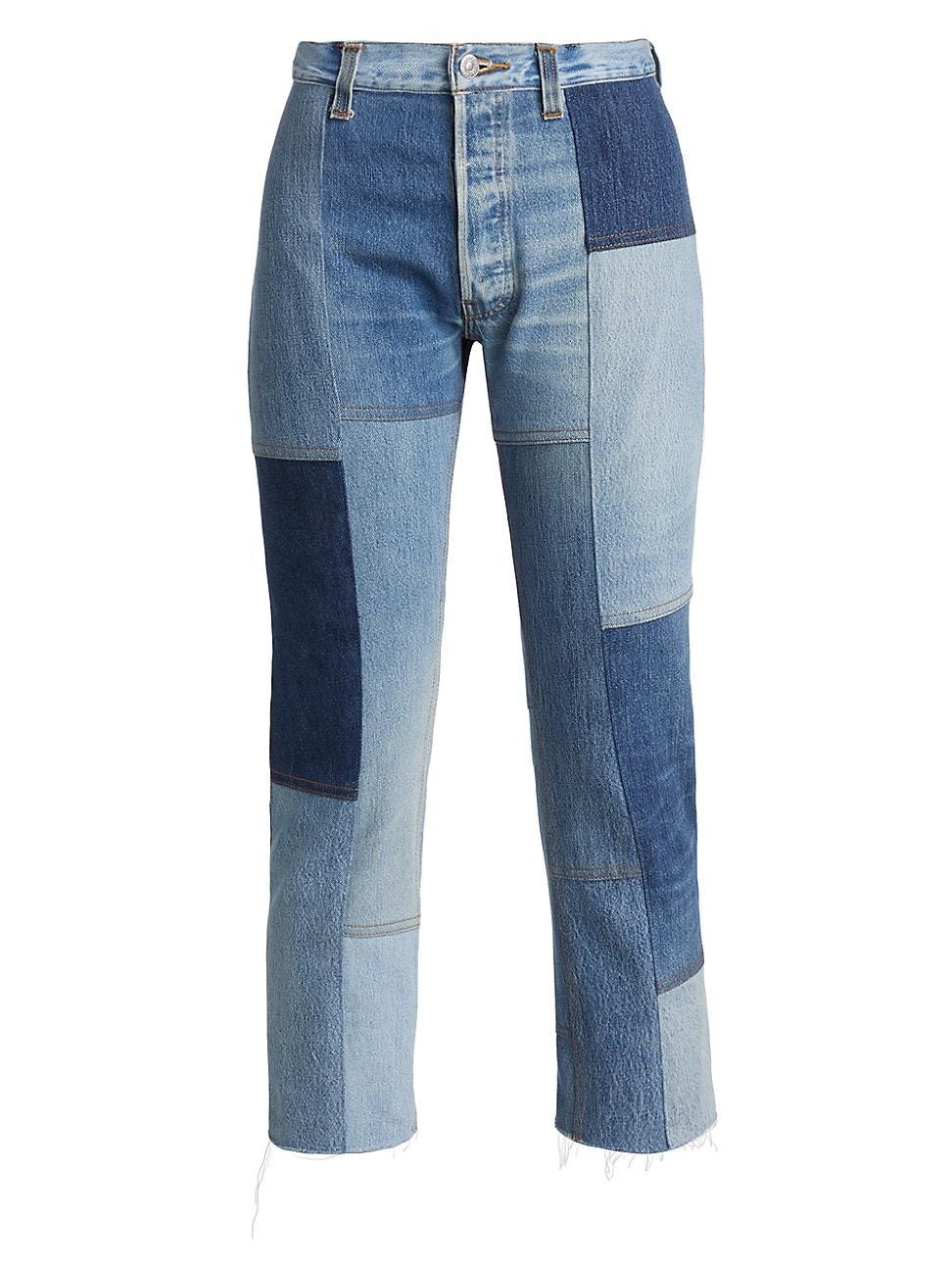 Womens 70s High-Rise Patched Straight Jeans Product Image