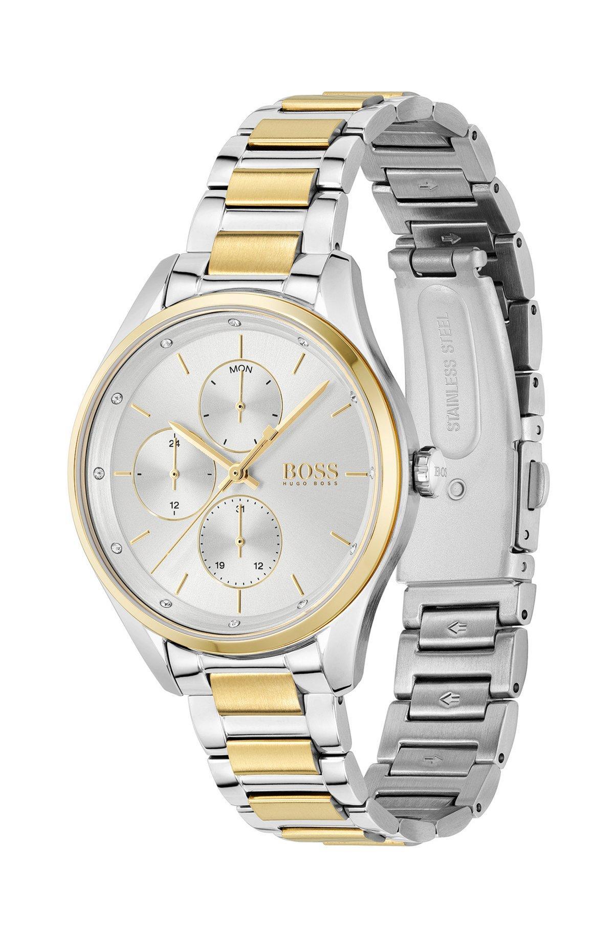 BOSS - Two-tone watch with crystals and link bracelet Product Image
