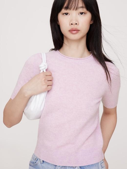Lightweight Cashmere Short-Sleeve Sweater Product Image