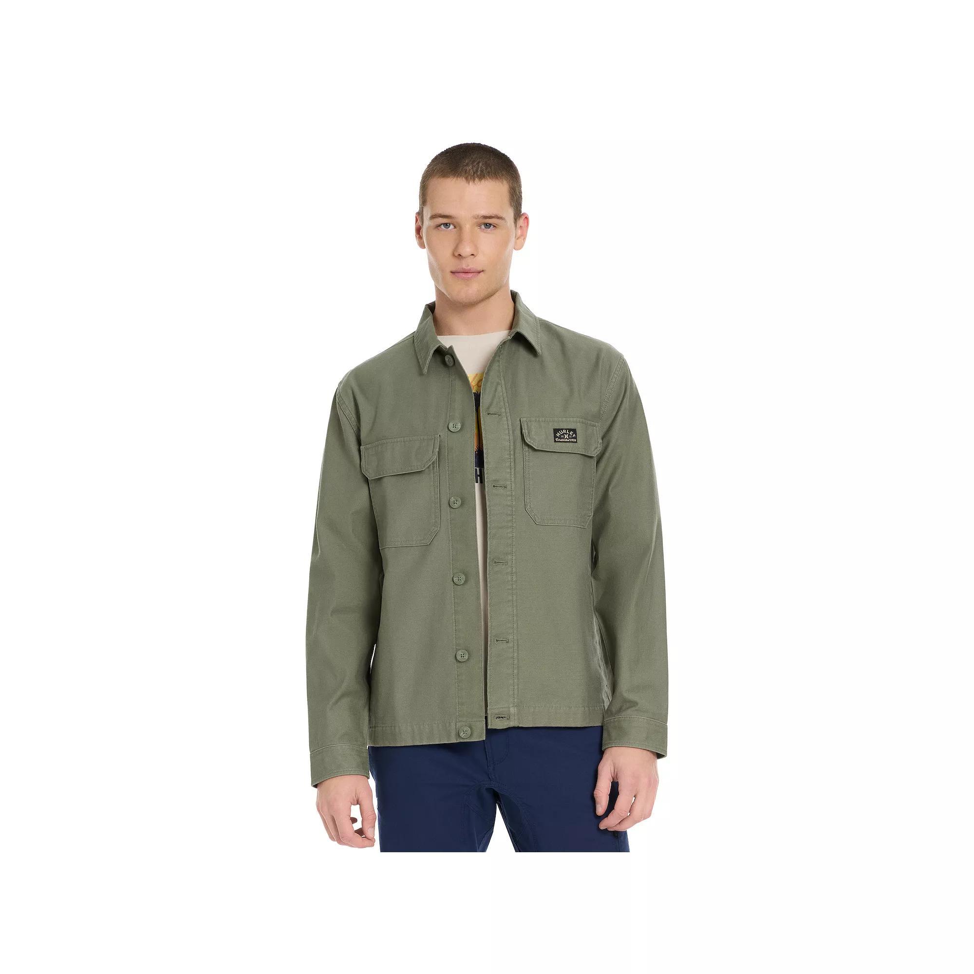 Men's Hurley Canvas Button Down Jacket, Size: XL, Iguana Product Image