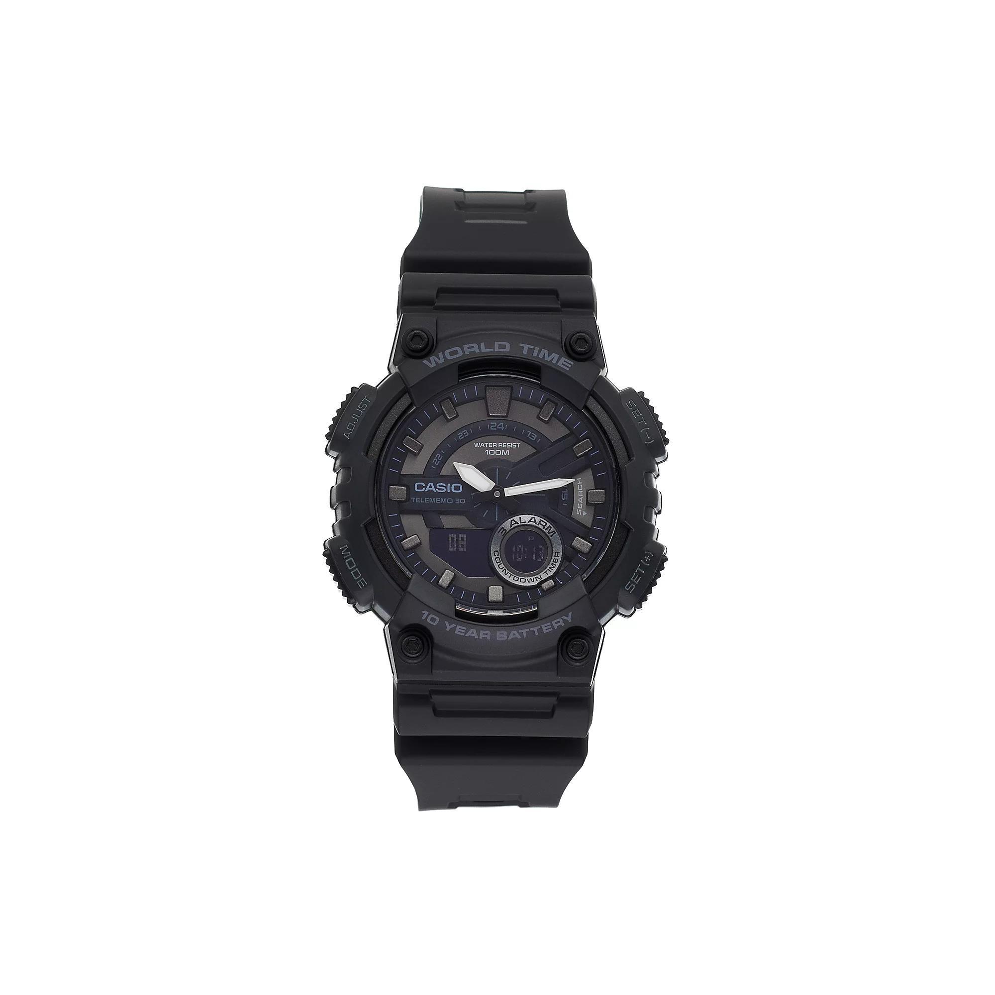 Casio Men's Telememo World Time Analog-Digital Watch - AEQ110W-1BV, Size: Large, Black Product Image