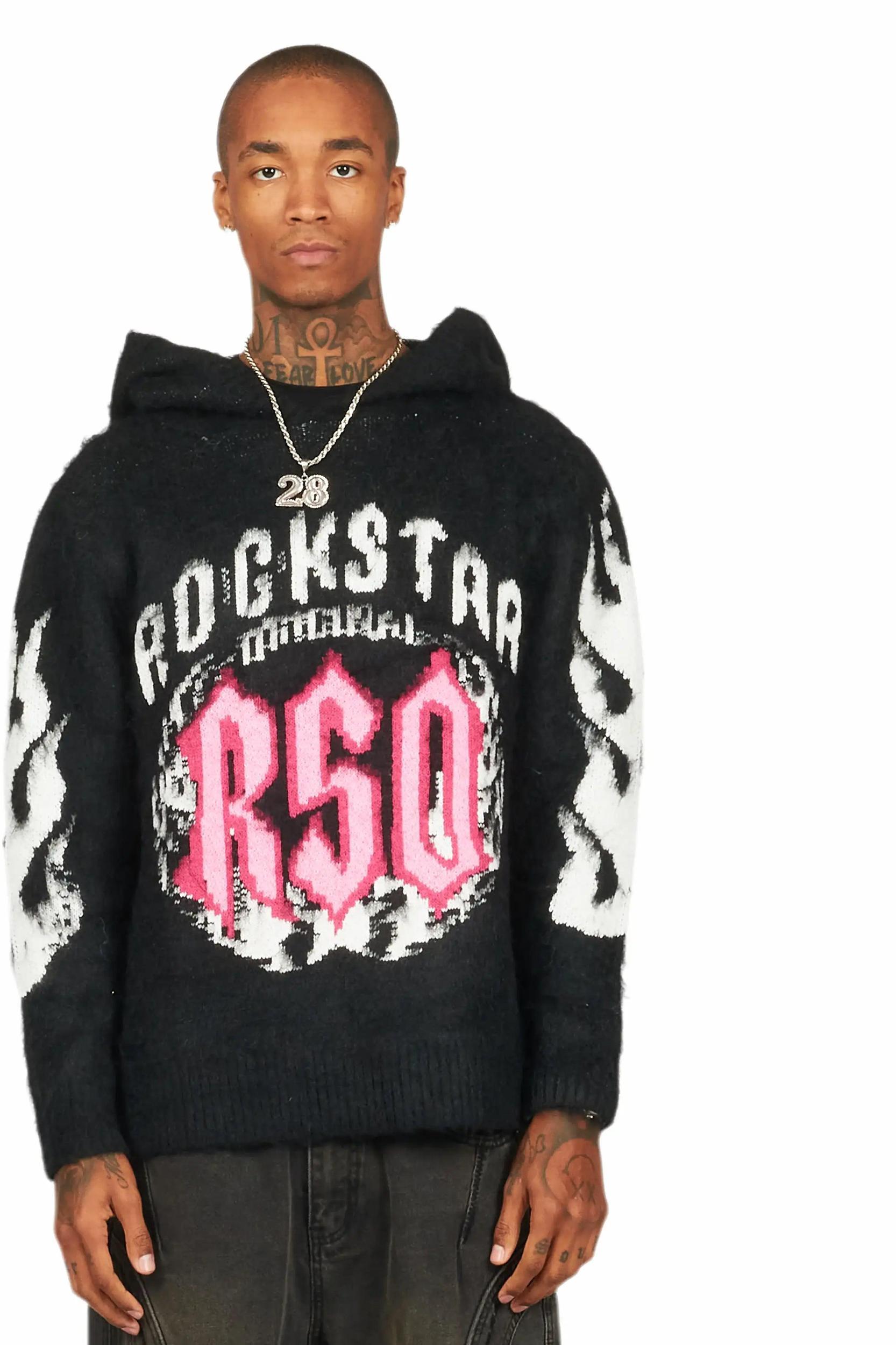 Boaz Black Graphic Mohair Hoodie Male Product Image