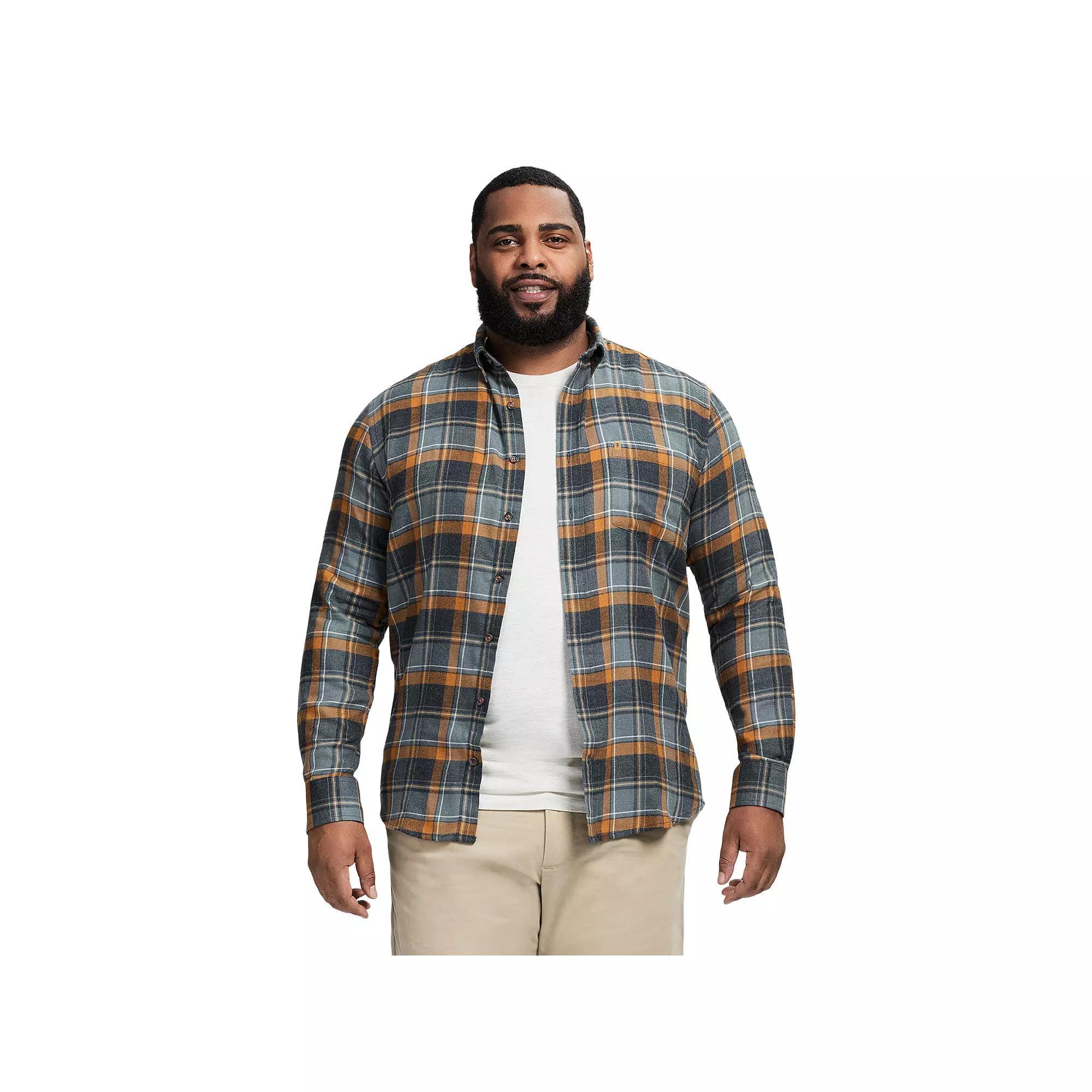Big & Tall IZOD Stratton Flannel Long Sleeve Button Down Shirt, Men's, Size: 3XB, Bijou Blue Product Image
