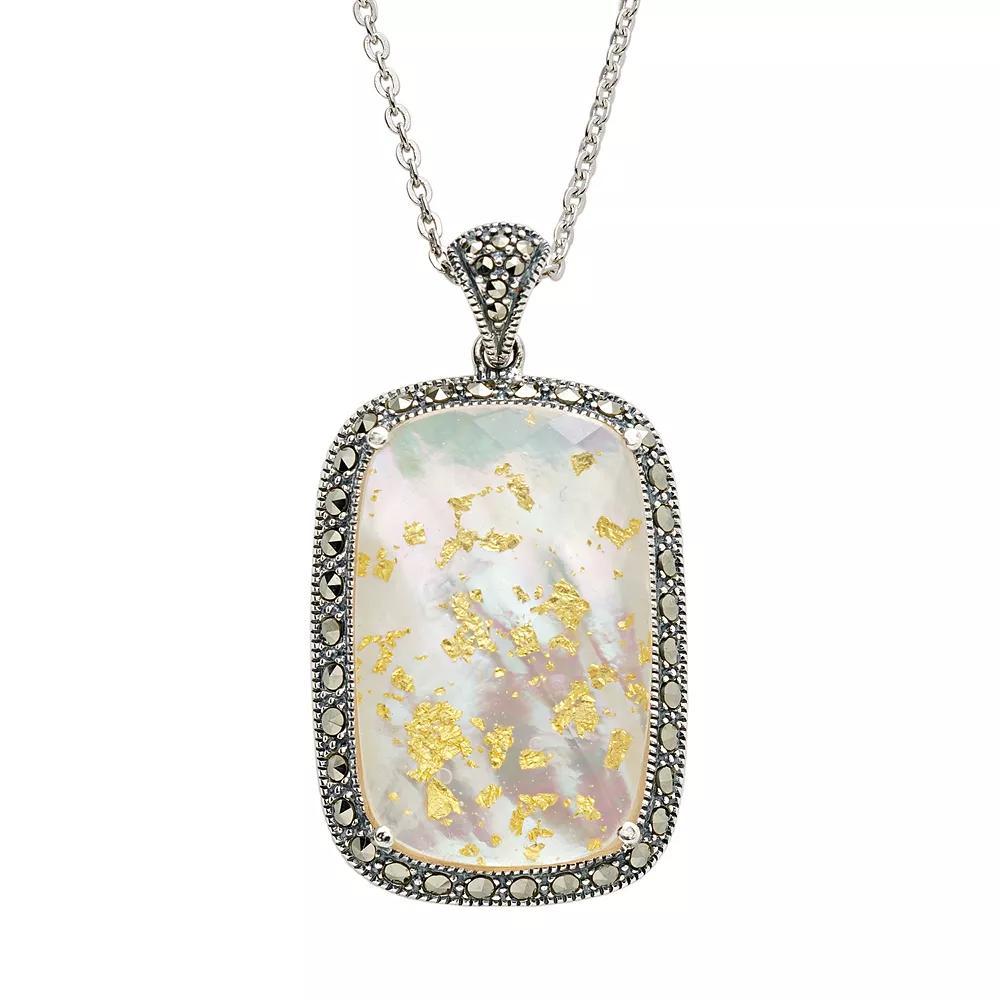 Sterling Silver Crystal & Mother-of-Pearl Doublet Frame Pendant, Women's, Gold Product Image
