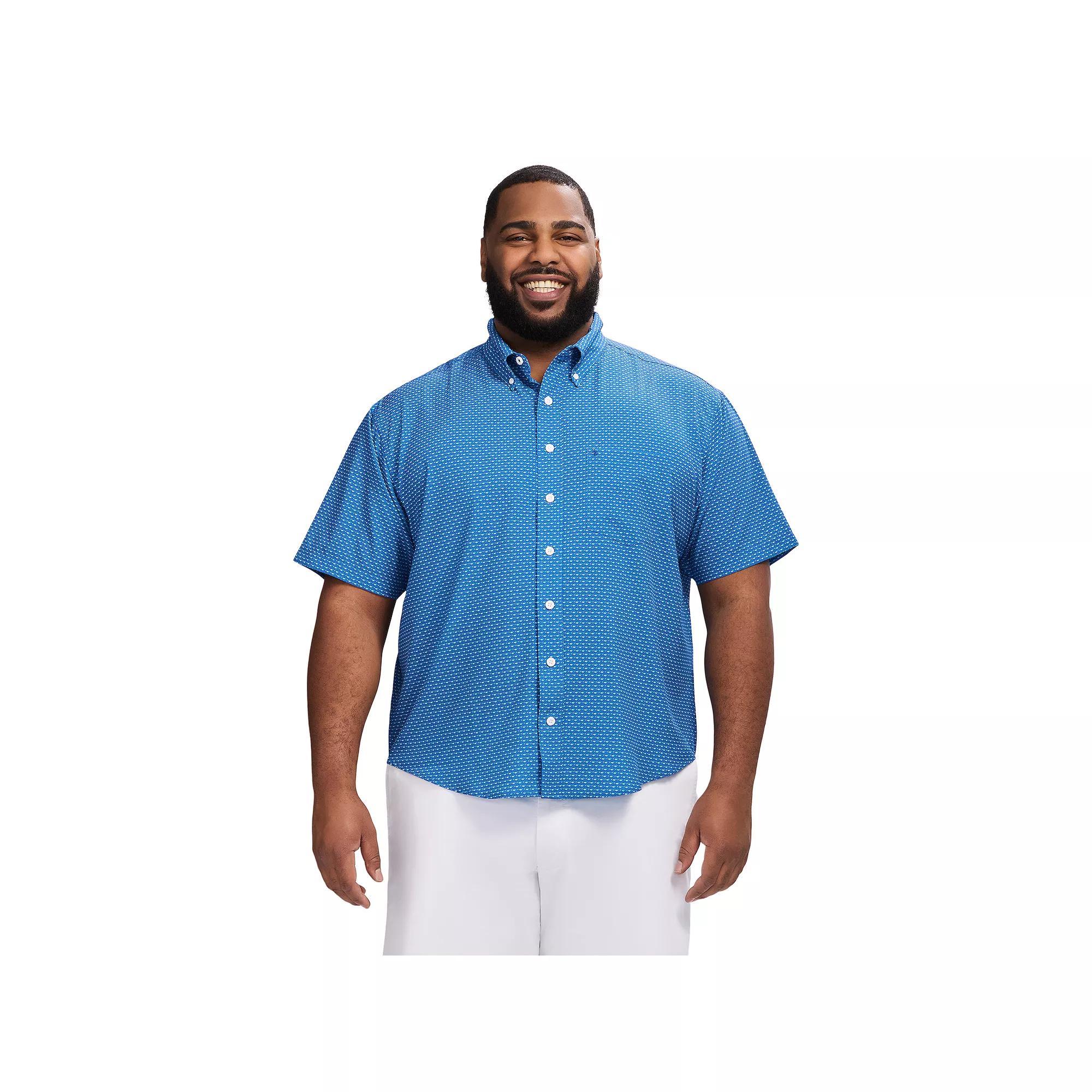 Big & Tall IZOD Breeze Short Sleeve Button-Down Shirt, Mens Bright Blue Product Image