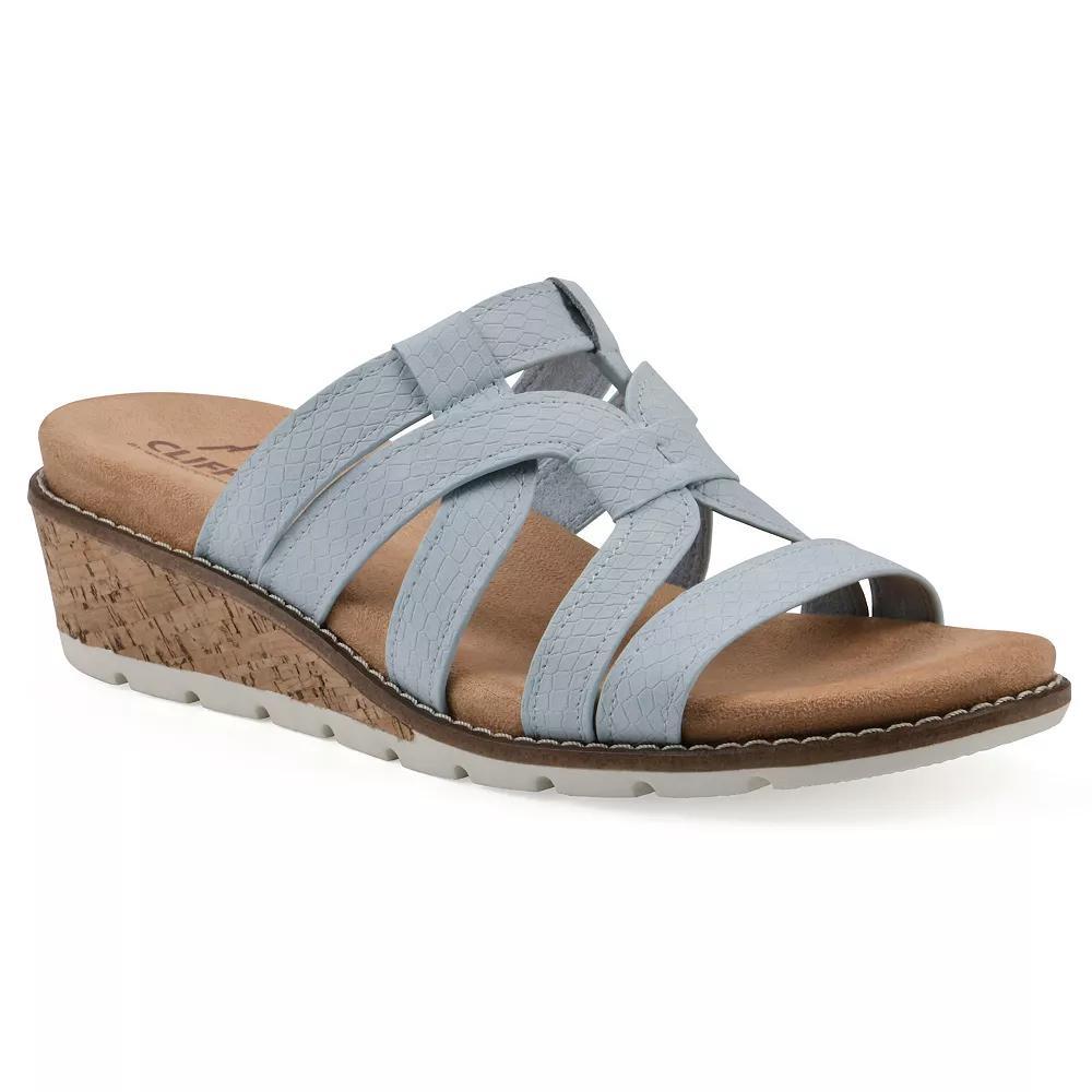 Cliffs by White Mountain Tinisha Women's Wedge Sandals, Size: 10, Lt Blue Embossed Snake Product Image