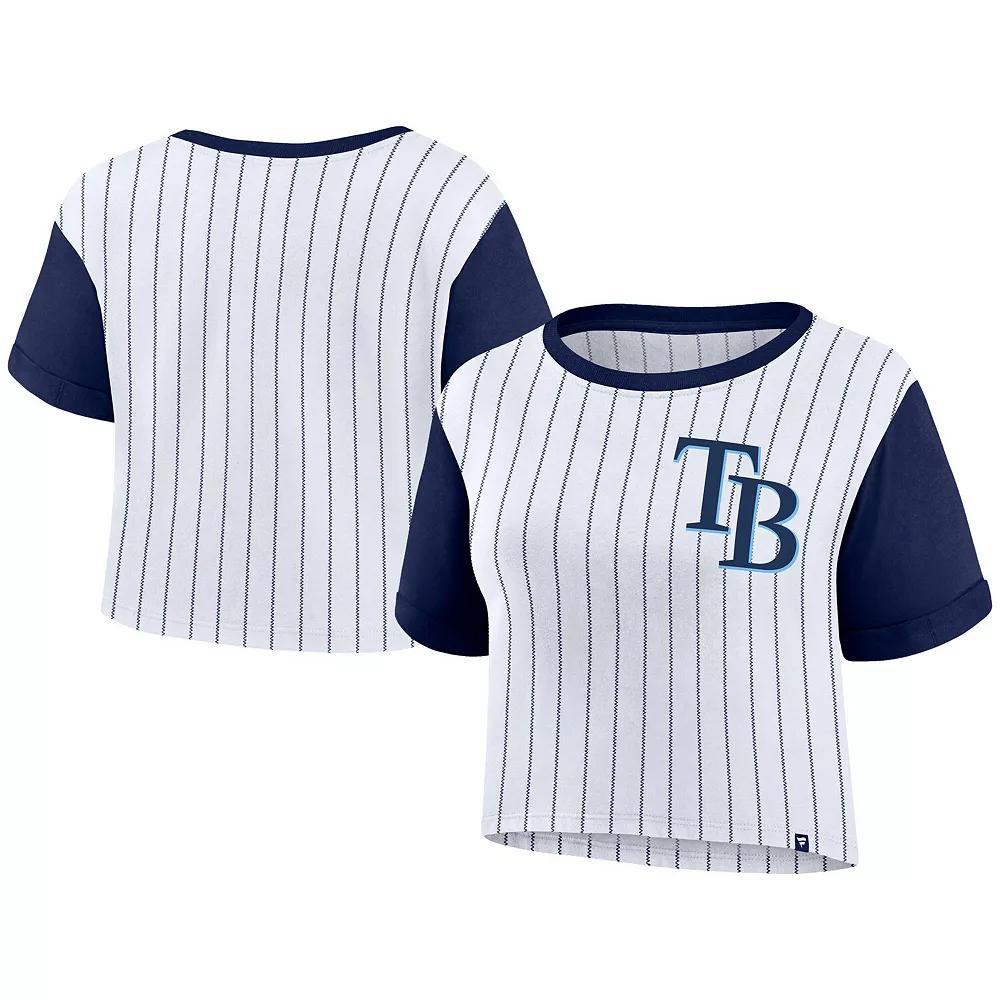 Women's Fanatics White Tampa Bay Rays Large Logo Cropped T-Shirt, Size: Medium Product Image
