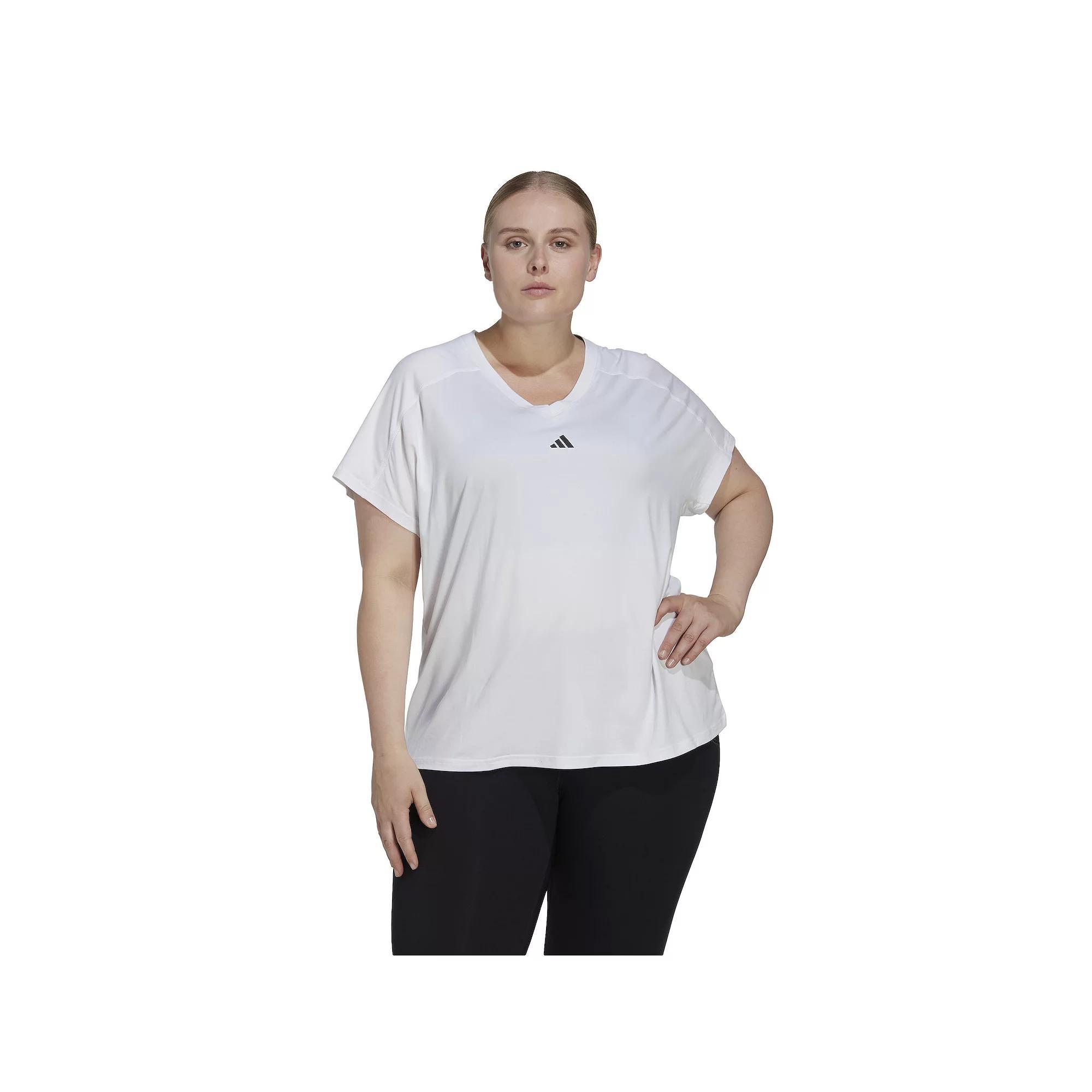 Plus Size adidas AEROREADY Training Essentials V-Neck Tee, Women's, Size: 3XL, White Product Image