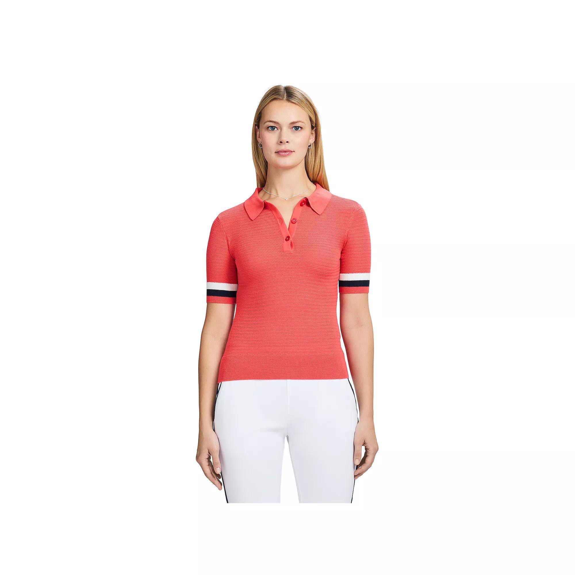 Women's IZOD Raquel Short Sleeve Sweater Polo, Size: Large, Red Product Image
