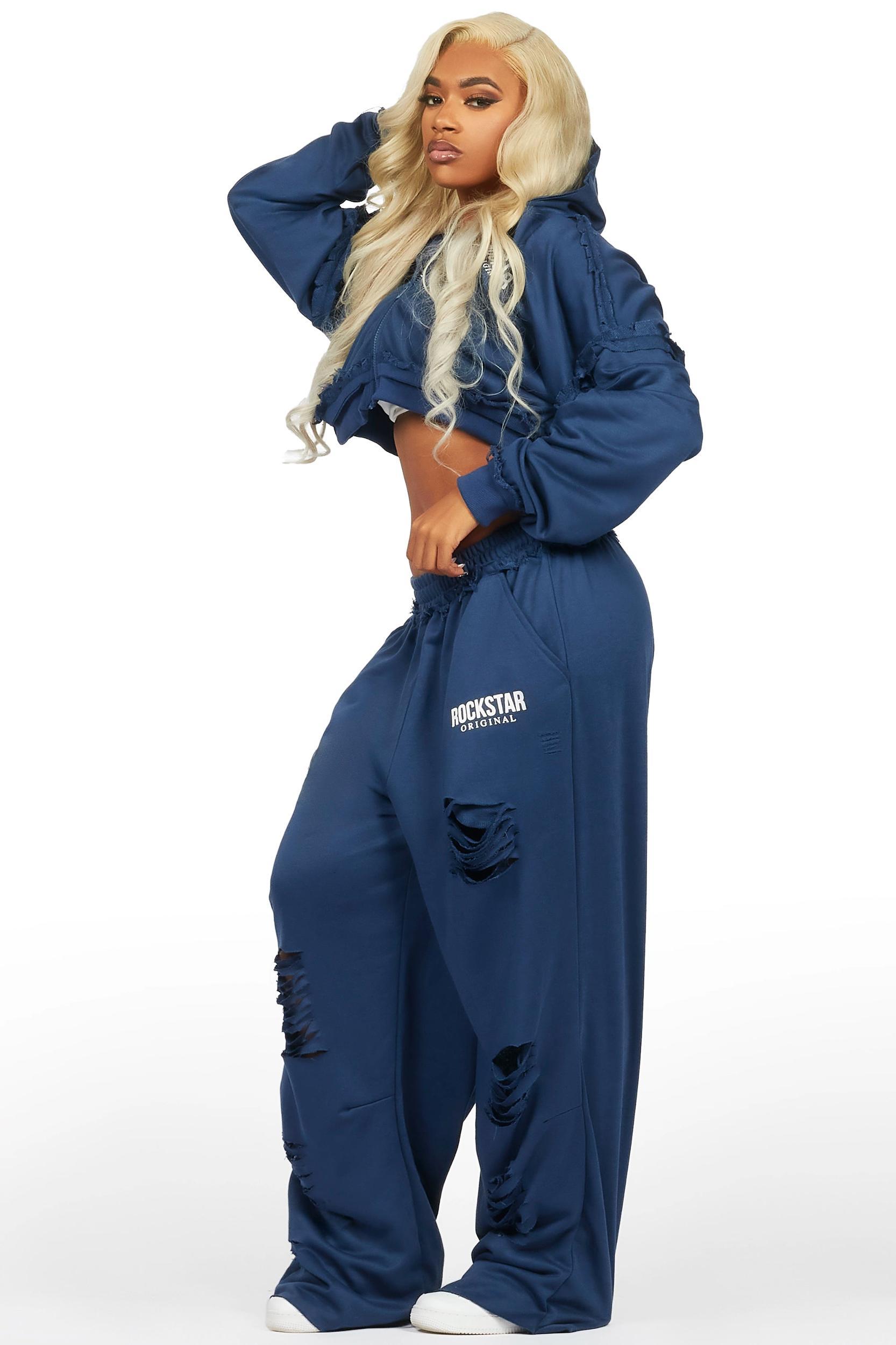 Corrina Navy French Terry Oversized Trackset Female Product Image