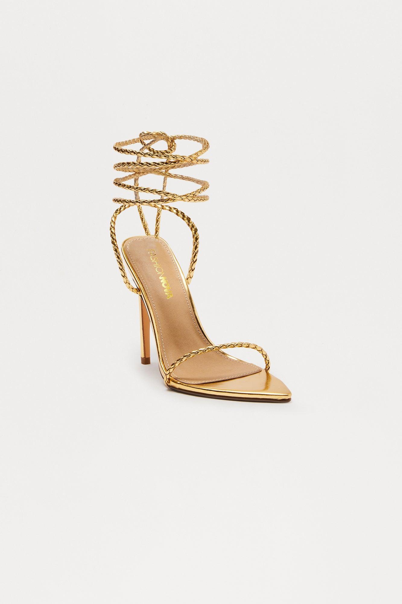 Zayn Wrap Up Stiletto Heels - Gold Product Image